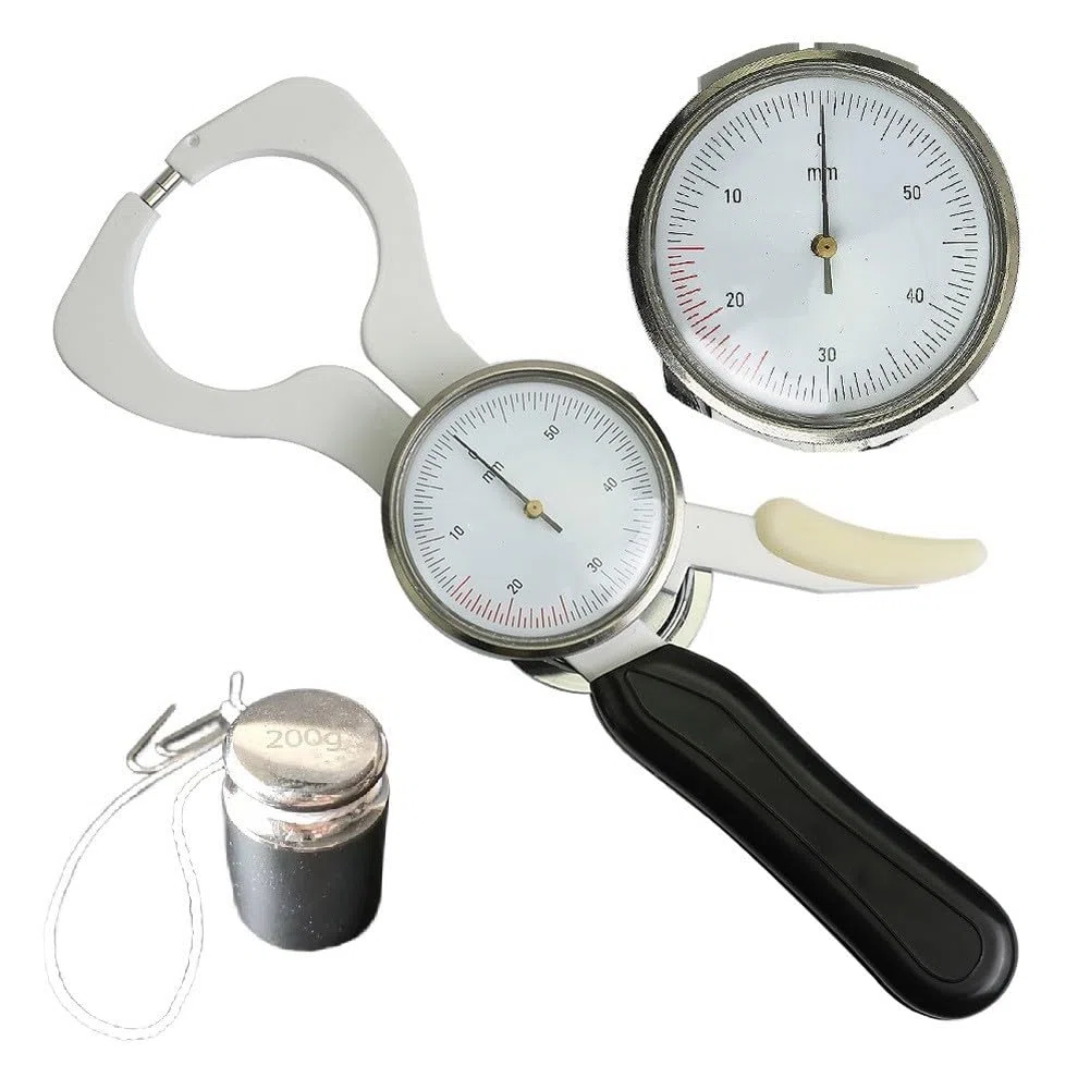 Skinfold - Calibro per misurazione del grasso corporeo, gamma 0-60 mm, struttura in metallo e plastica con design a pressione costante, per gli appassionati di fitness