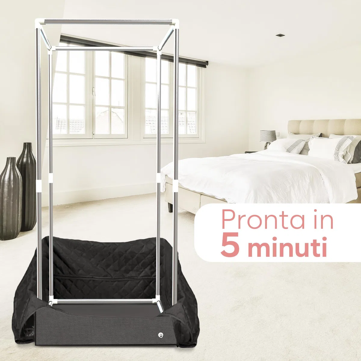 Adamson Sauna Indoor - Sauna a Vapore per casa - Tenda Sauna per Il Relax nella Spa di casa - unità Vapore da 2,6L 1000W - Sedia - Telecomando - Massaggiatore per i Piedi - Nylon Nero