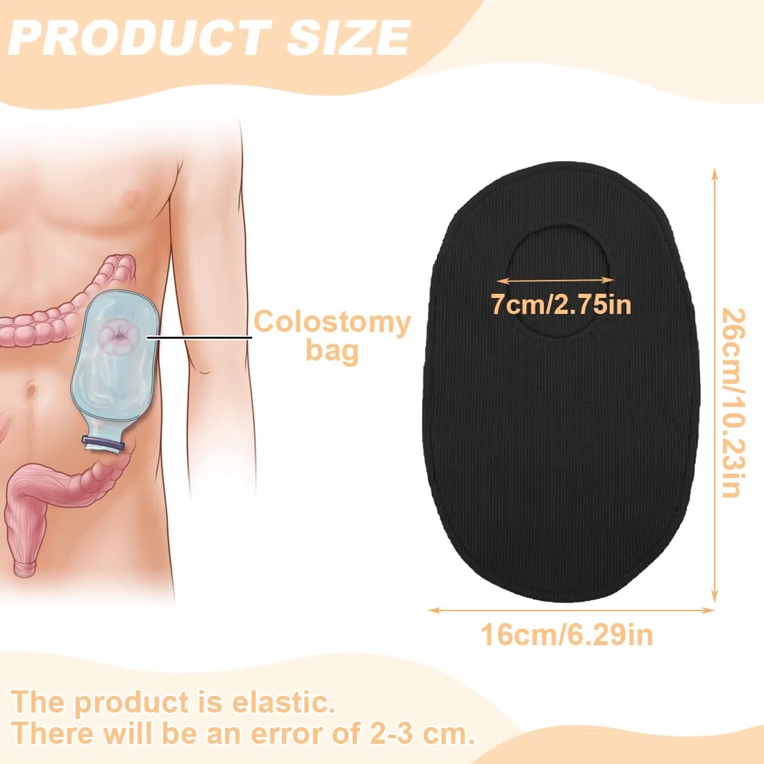 NHQ Fodera Per Sacca Per Stomia,2 Pezzi Fodera Per Sacca Per Stomia,Lavabile Staccabile,Sacchetti per Colostomia,Copertura Sacchetto per Colostomia Elastica,Fodera Protettiva Per Sacca Per Stomia