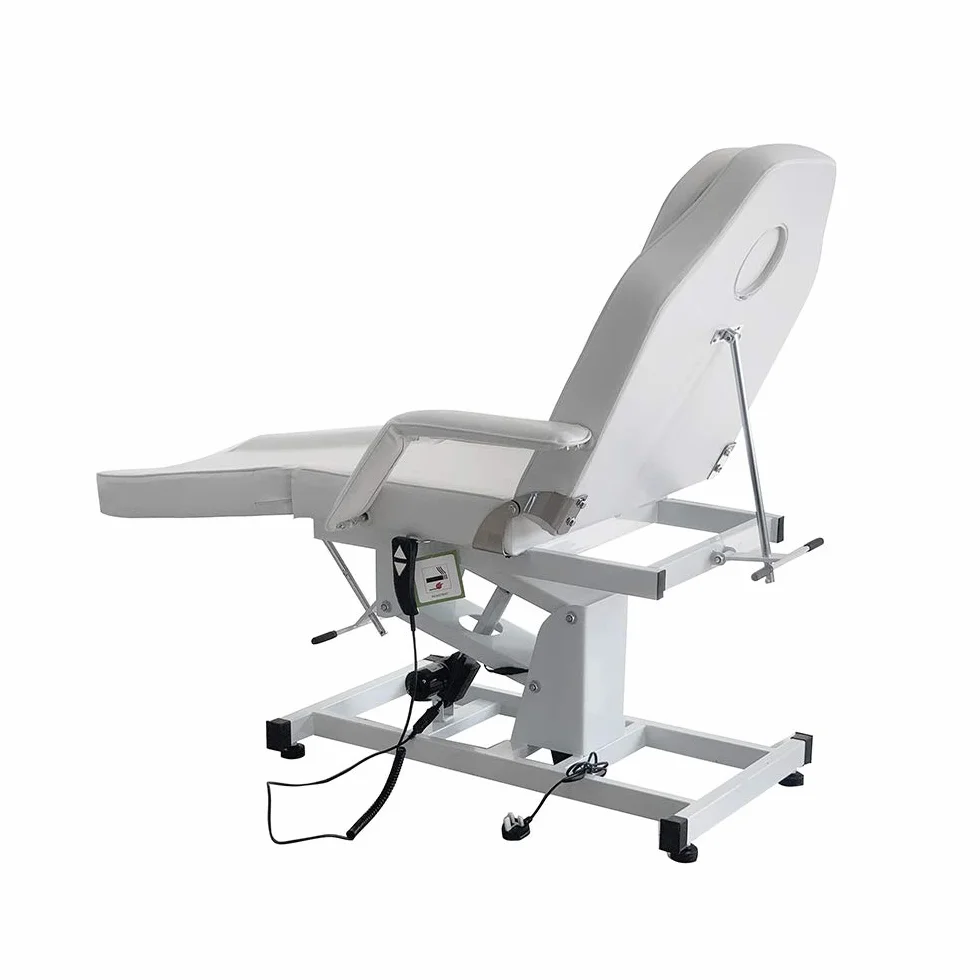 Tavolo da massaggio regolabile letto per massaggio elettrico pieghevole in pelle PU per salone professionale e casa, 82 cm x 180 cm x 63-87 cm (bianco)