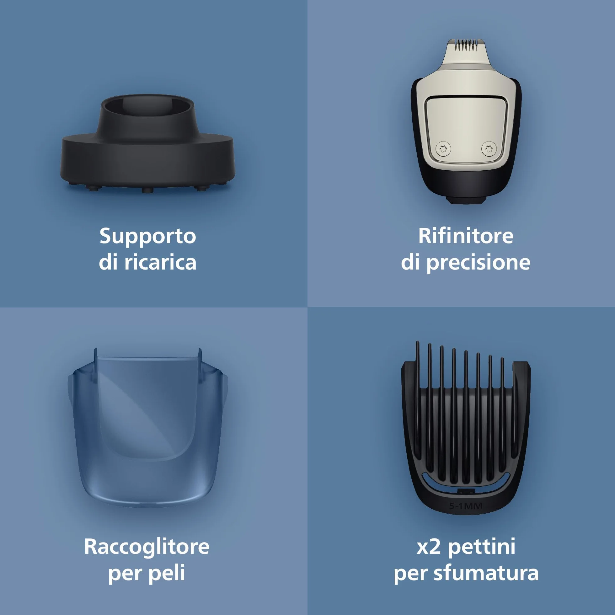 Philips Serie 7000 Regolabarba BT7660/15 Lame Metallo Autoaffilanti 40 Impostazioni Lunghezza BeardSense Impermeabile