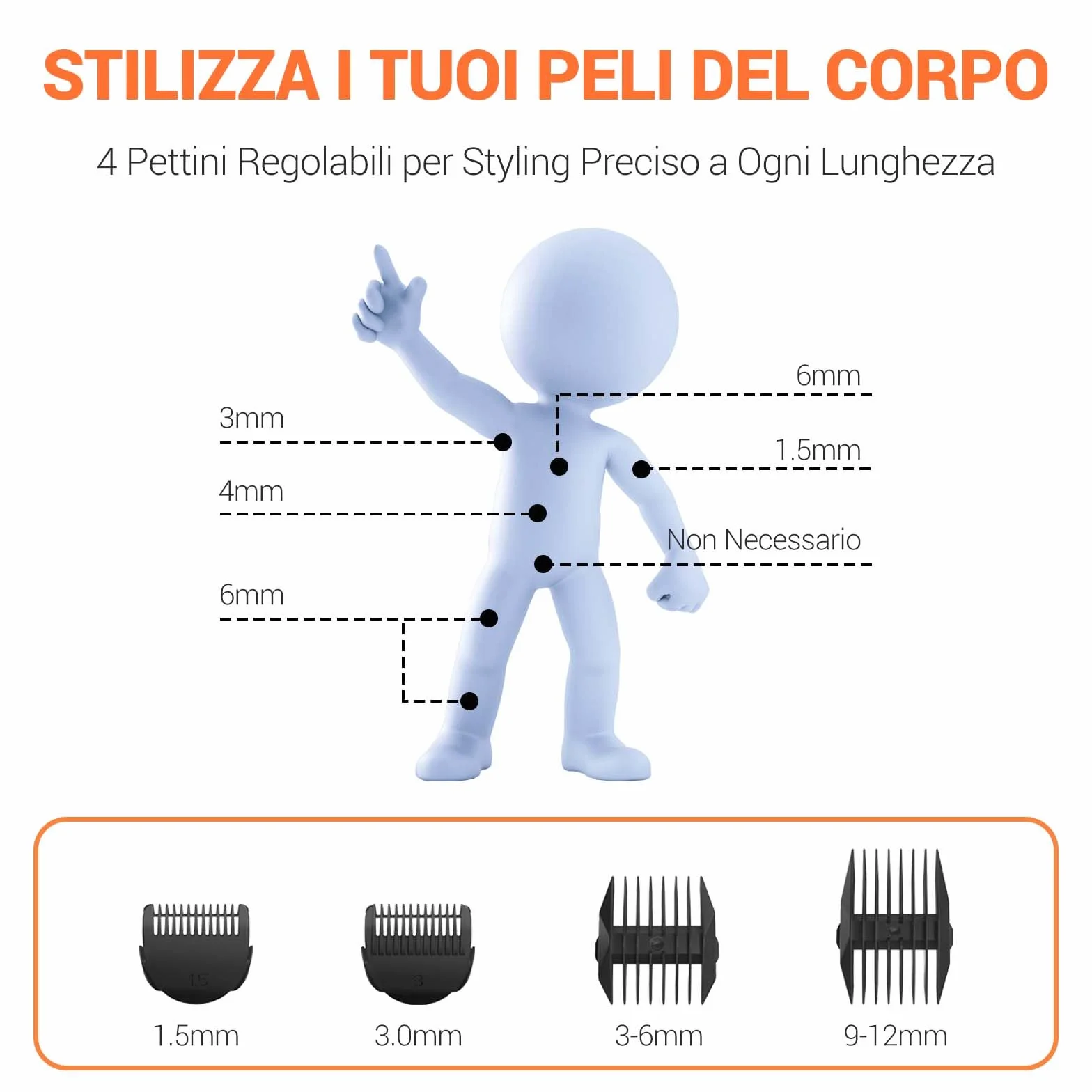 MANSPOT Rasoio Elettrico Corpo Uomo Impermeabile IPX9 Depilatore Uomo