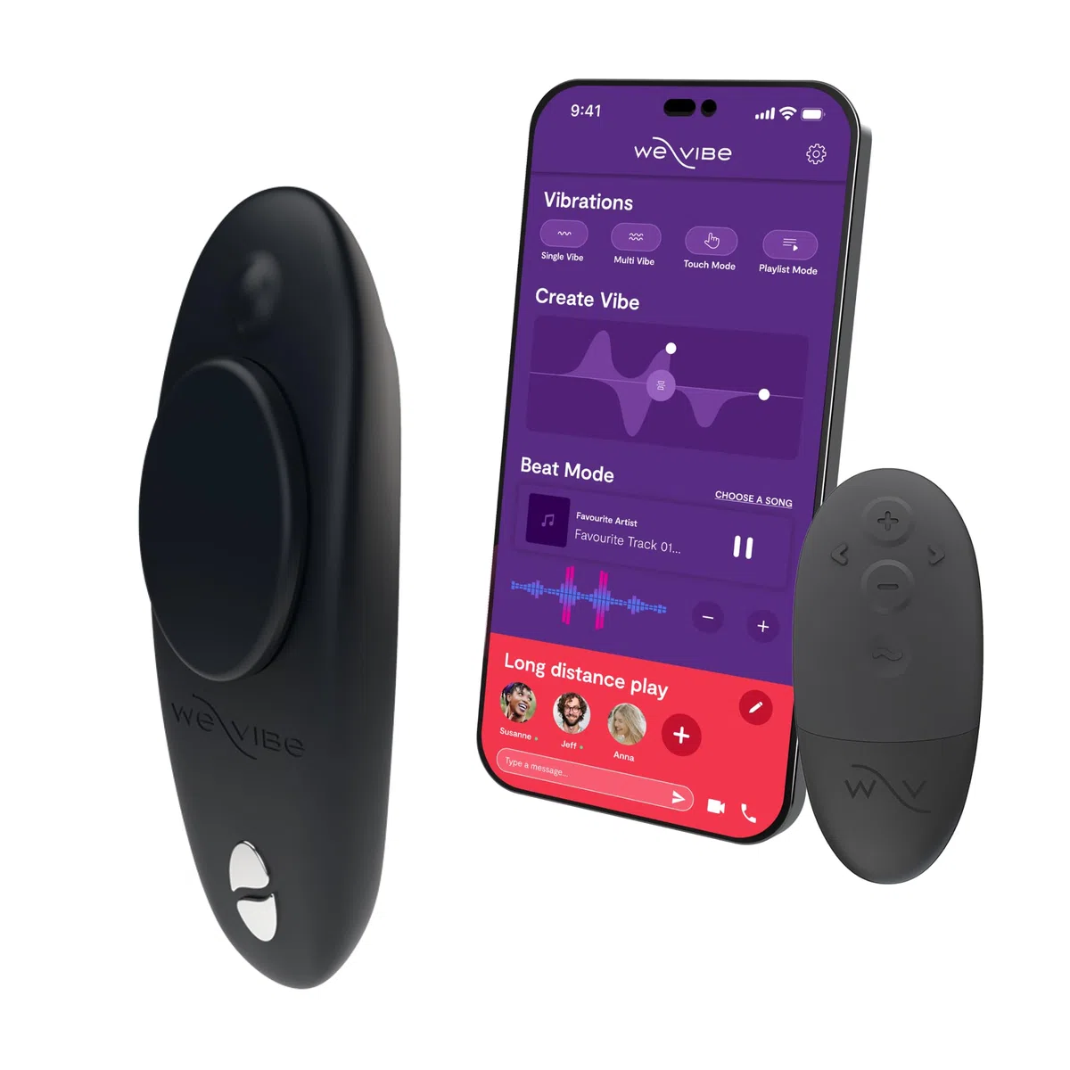 We-Vibe Moxie Panty Worn Vibratore Indossabile Massaggiatore clitorideo vibrante per stuzzicare il suo giocattolo sessuale controllato da app per smartphone e telecomando - Nero satinato