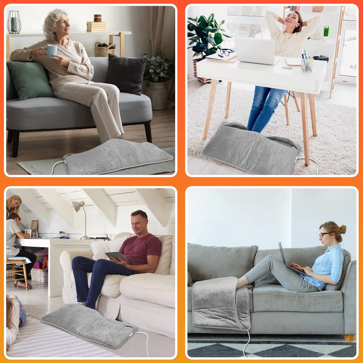 Anpress Scaldapiedi Elettrico 74x40cm, Scalda Piedi Casa Extra Large con 4 Impostazioni del Timer e 6 Livelli di Temperatura e Protezione da Surriscaldamento, Lavabile in Lavatrice, Aatto per Famiglie