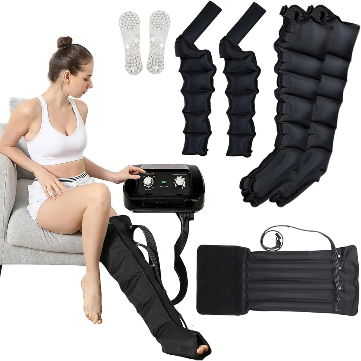 Pressoterapia per Casa per Gambe e Addome, Massaggiatore per Vita Braccia Gambe Caviglie, Linfodrenaggio, Professionale, Aiuta Ad Alleviare Il Dolore E Il Relax del Linfedema