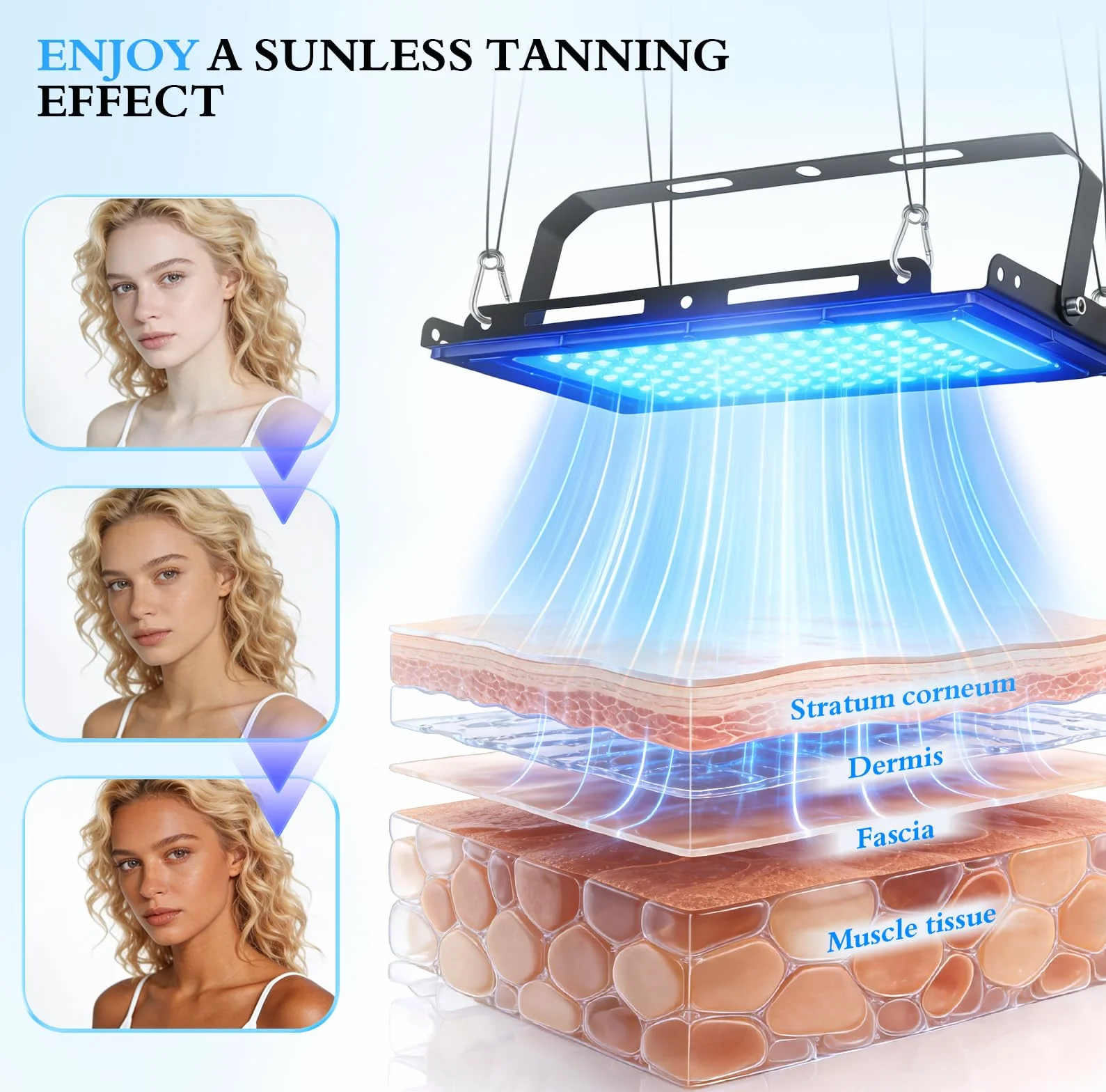 Lampada abbronzante 30W 3 modalità 5 livelli luminosità viso corpo timer regolazione altezza
