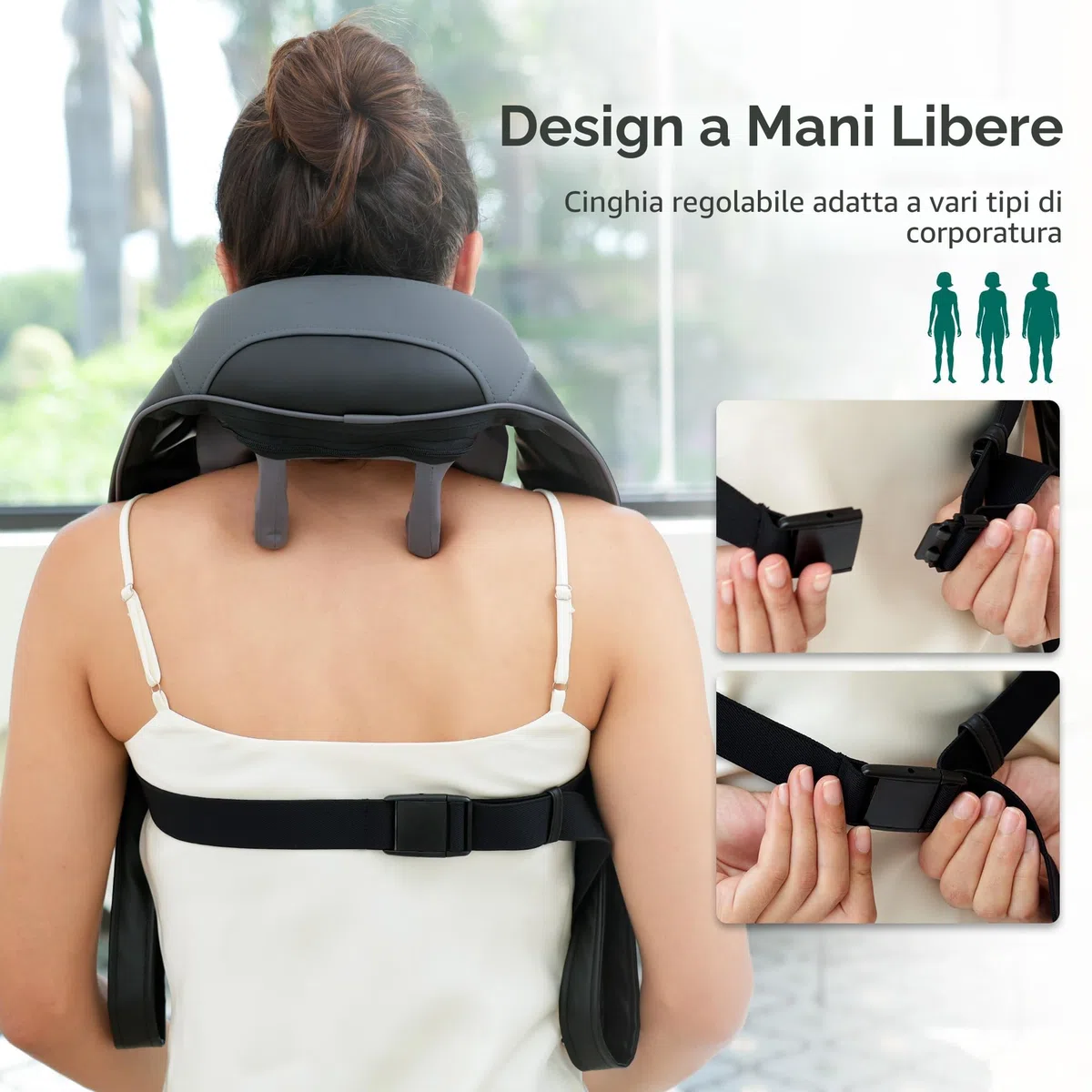 Snailax Massaggiatore cervicale, Massaggiatore cervicale collo spalle e schiena senza fili migliorato con calore, Massaggiatore collo e schiena 4D Shiatsu con massaggio,Regali