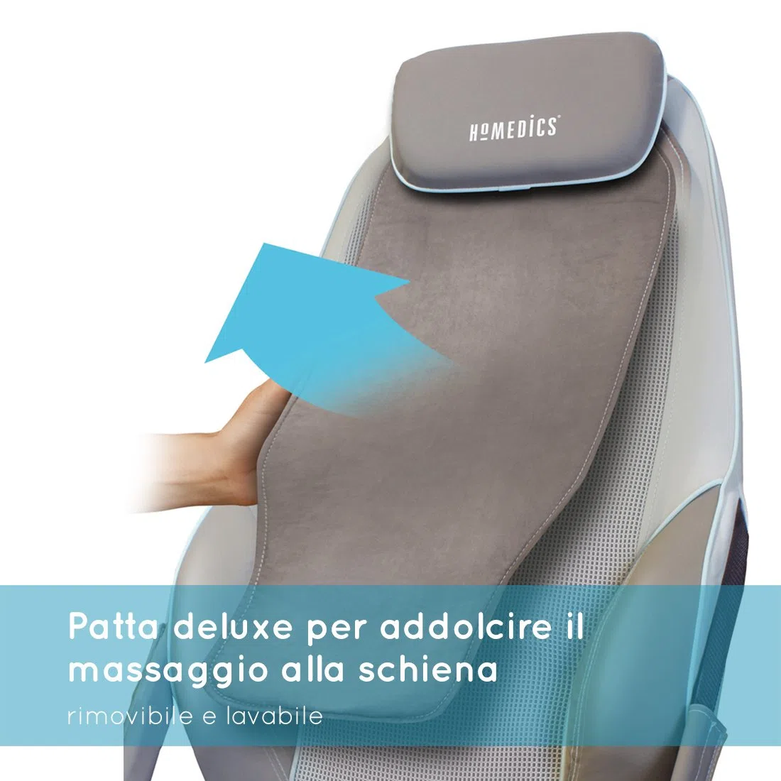 HoMedics ShiatsuMax, Sedile Massaggiante Shiatsu per Schiena, Area Lombare e Spalle, Poltrona Massaggiante Elettrica con 14 Programmi di Massaggio a Intensità Variabile, Funzione Calore, Grigio
