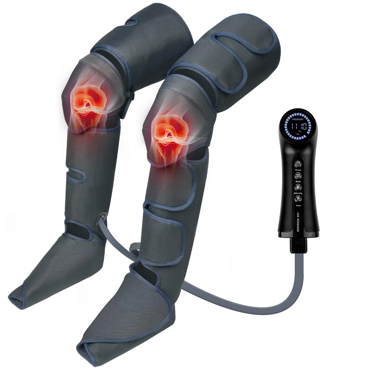 Aolso Massaggiatore per gambe, massaggiatore per ginocchia con calore, massaggiatore per polpacci con compressione dell'aria, stivali da massaggio per dolori e circolazione sanguigna, 3 modalità e 5