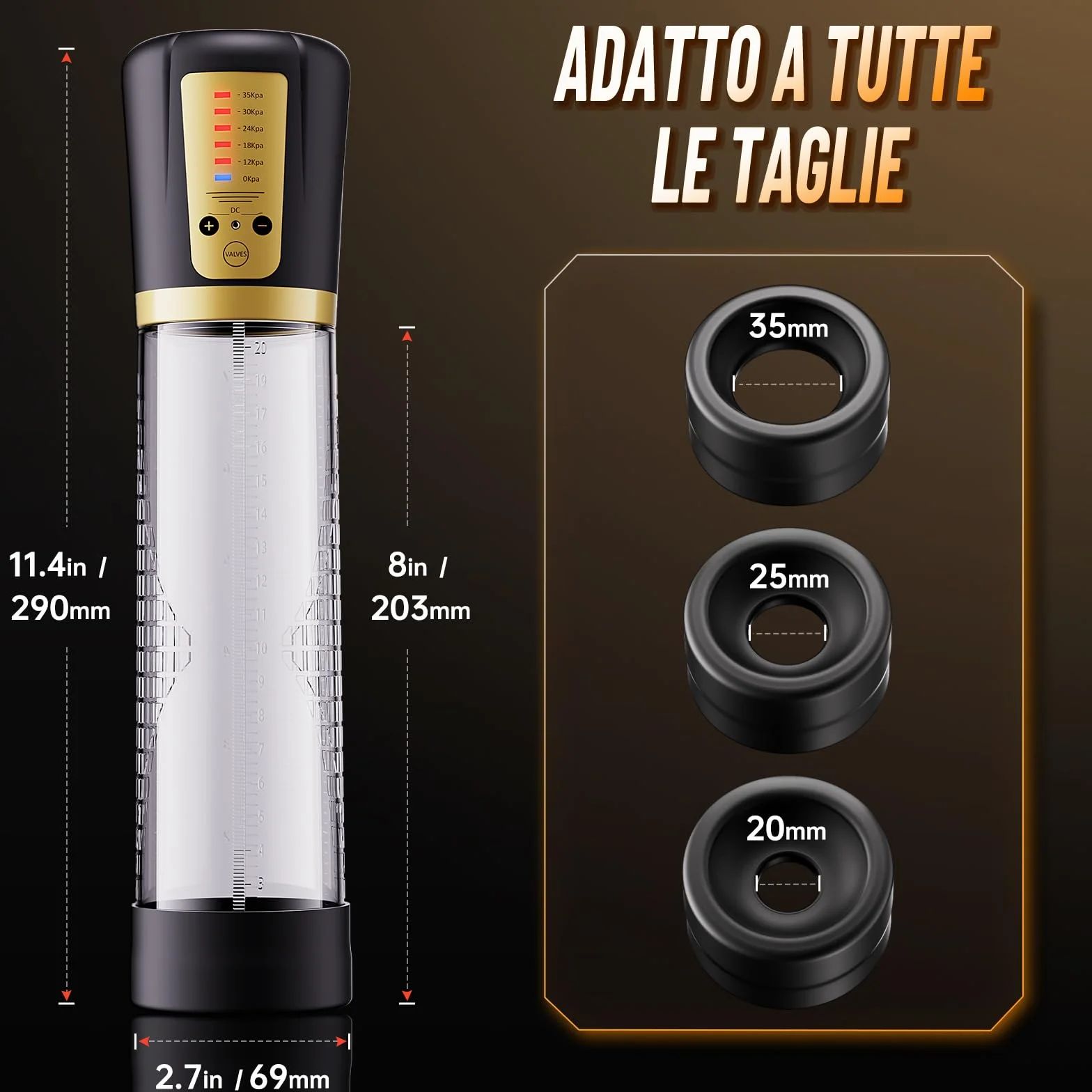 Pompa Pene Masturbatore Maschile con 5 Aspirazione Potente e 3 Manicotti in Silicone