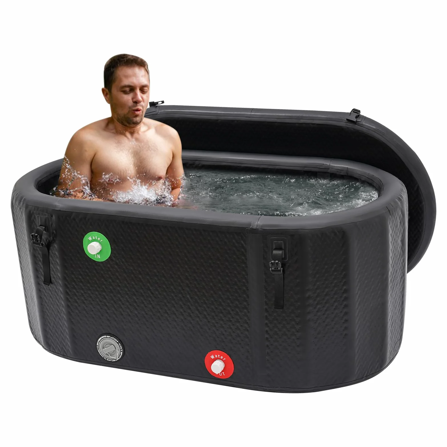 Bagno di ghiaccio, vasca da bagno gonfiabile, per adulti, per la casa, autoportante, mobile, vasca da bagno con coperchio, terapia del freddo per atleti, rigenerazione dopo lo sport, pattinaggio sul
