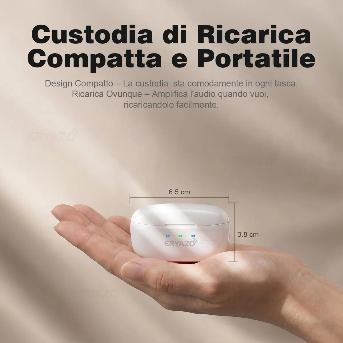Custodia di ricarica wireless Mini Amplificatore Audio, Controllo con un Solo Tocco, Cancellazione Intelligente del Rumore, Regolazione Discreta, Batteria a Lunga Durata, Comodo e Sicuro