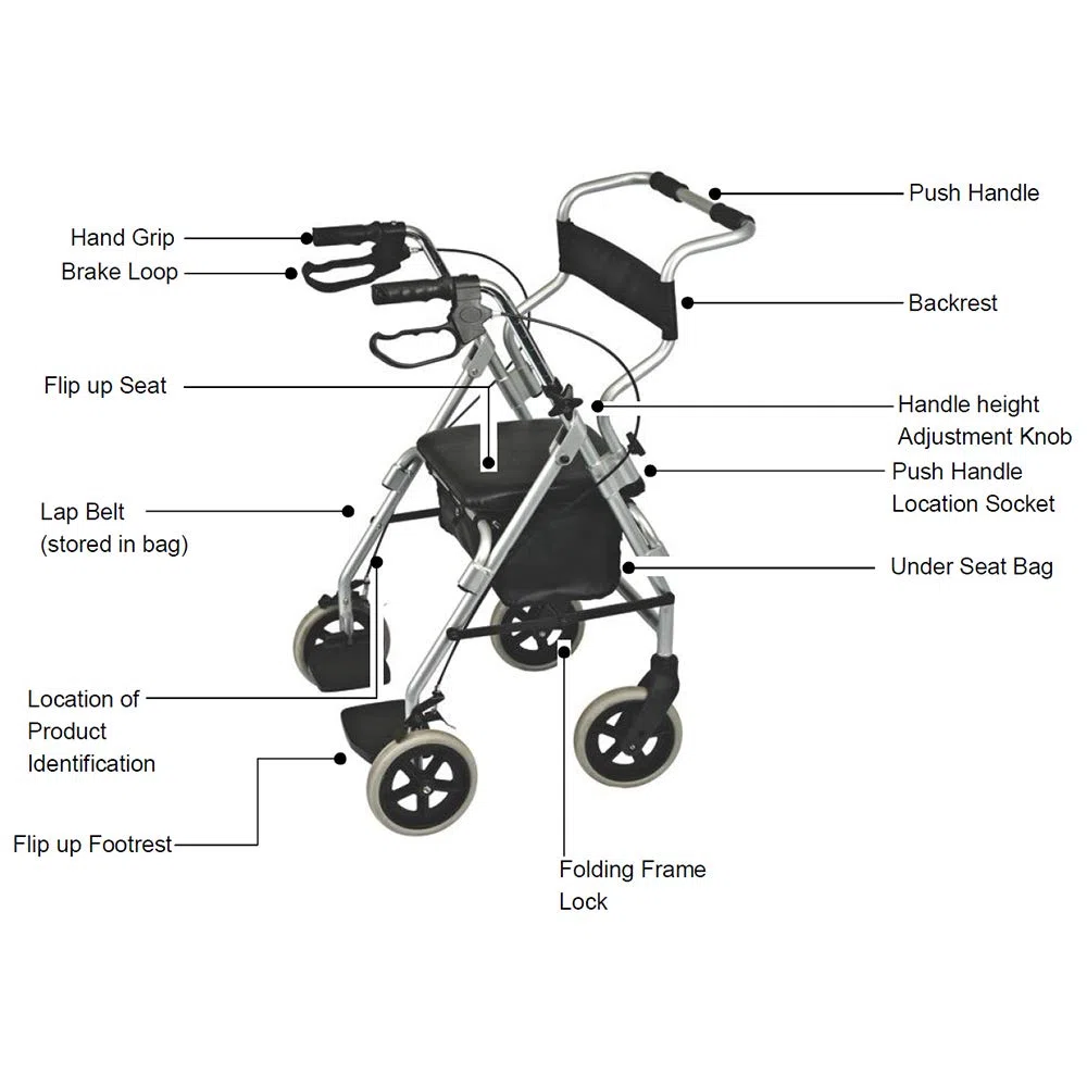 NRS Healthcare M58203 2 in 1 Deambulatore e Sedia a Rotelle