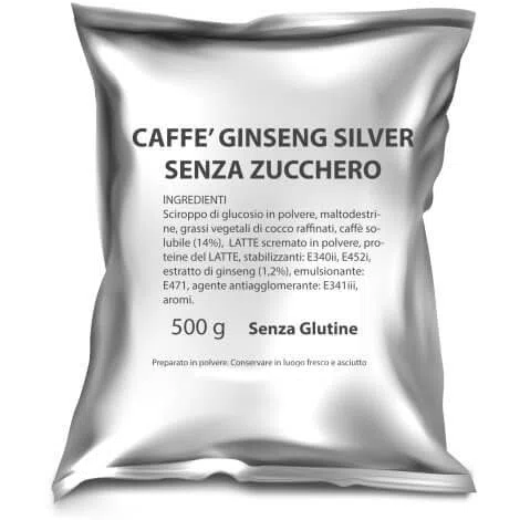 Caffè al Ginseng SILVER Senza Zucchero Boston - Caffè Ginseng AMARO Linea Bar - 100% Made in Italy - 8 Buste da 500 grammi - 4 kg - Prodotto Senza Glutine -