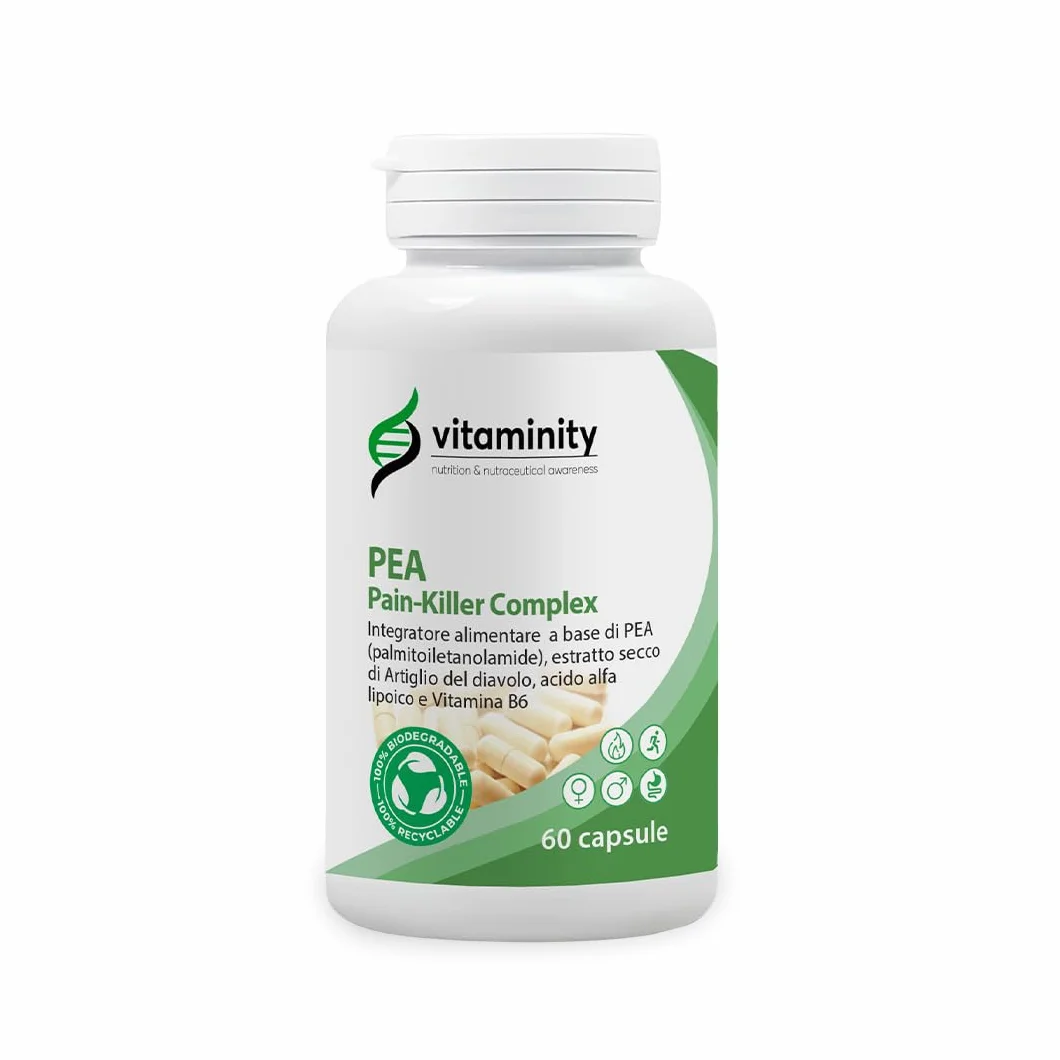 Vitaminity PEA Complex 60 capsule Integratore per Infiammazioni Muscolari di Nervi Muscoli e Articolazioni