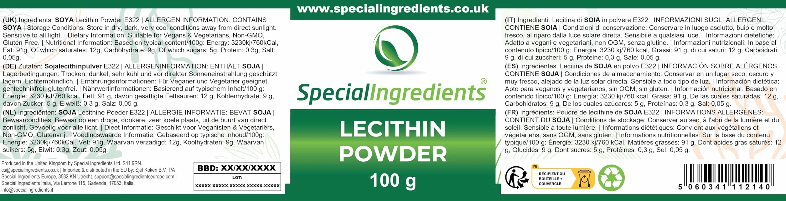 Lecitina In Polvere 100 g Qualità Premio