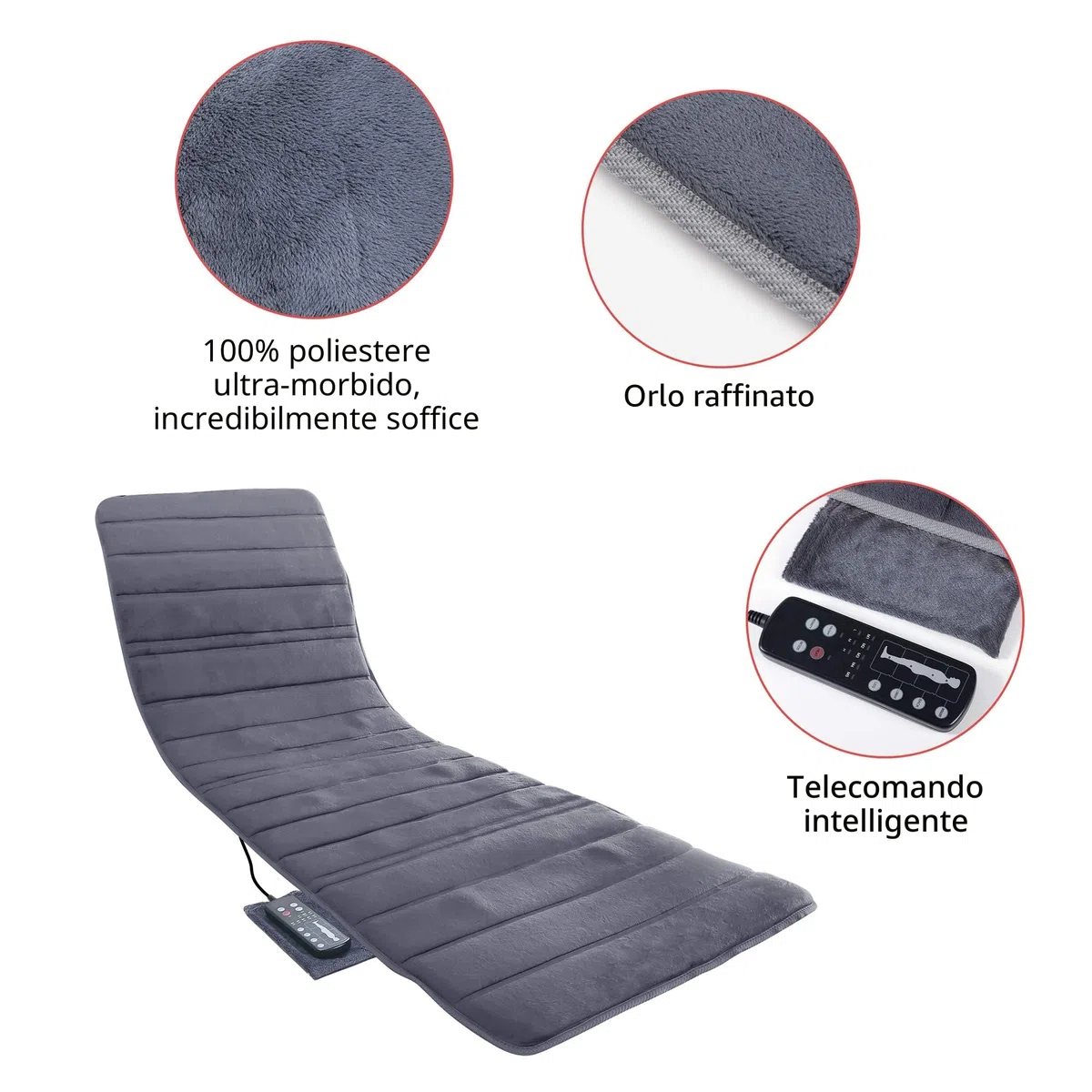 COMFIER Materassino Massaggiante con Calore - Tappetino Massaggiante Elettrico con 10 Motori a Vibrazione e 2 Cuscinetti Riscaldanti, Seduta Massaggiante per Alleviare il Mal di Schiena
