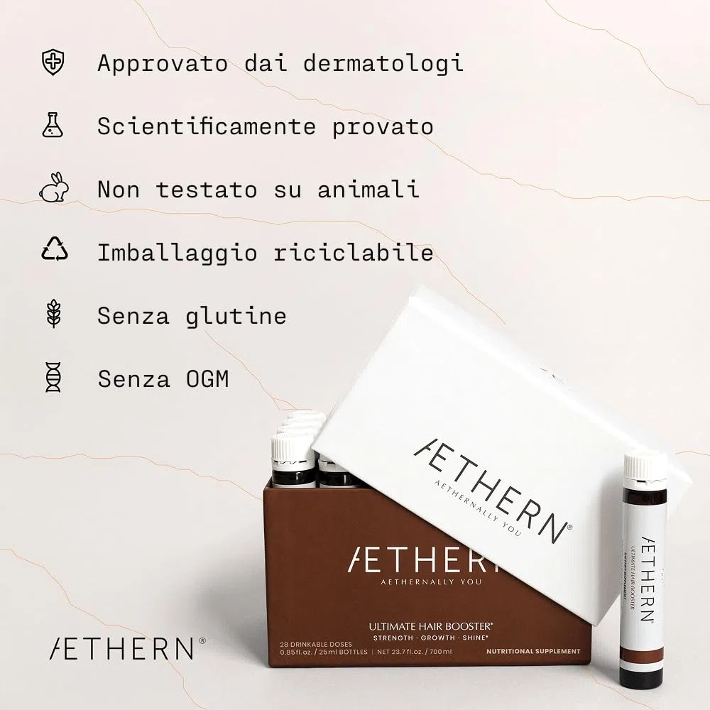 Ultimate Hair Booster - Integratore Liquido con Biotina per la Anticaduta e Ricrescita dei Capelli. Pronto da Bere. Clinicamente Testato per Capelli più Forti e Brillanti. 28 Fiale