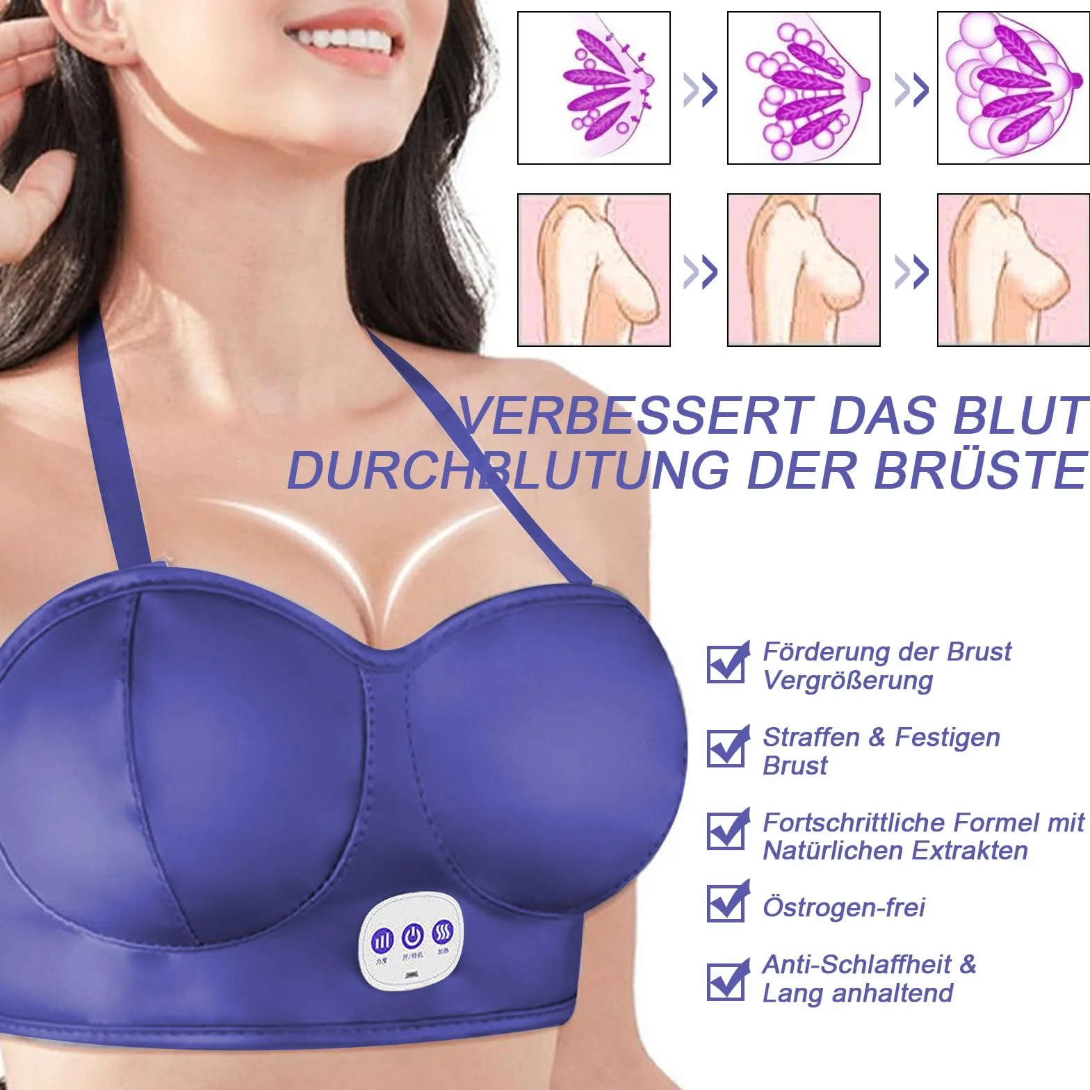 Massaggiatore toracico elettrico reggiseno massaggiante senza fili 3 modalità funzione termica aumentare il seno
