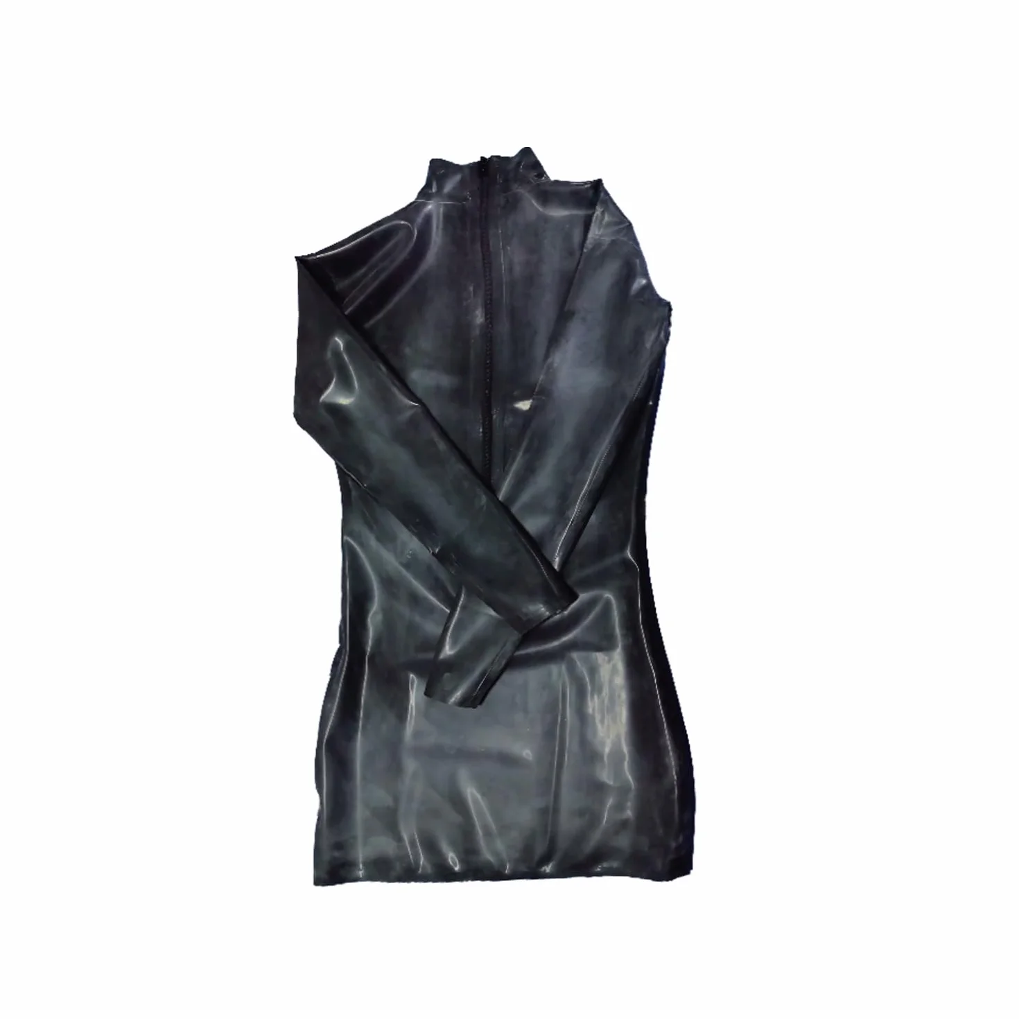 Vestito di Gomma Lattice Donna Maniche Lunghe Cerniera Posteriore Festa Sfilata