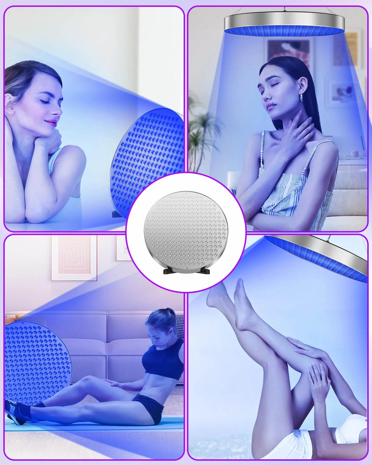 Solarium da 50 W 250 pezzi 460 NM con supporto pieghevole regolabile e ganci sospesi per corpo e viso