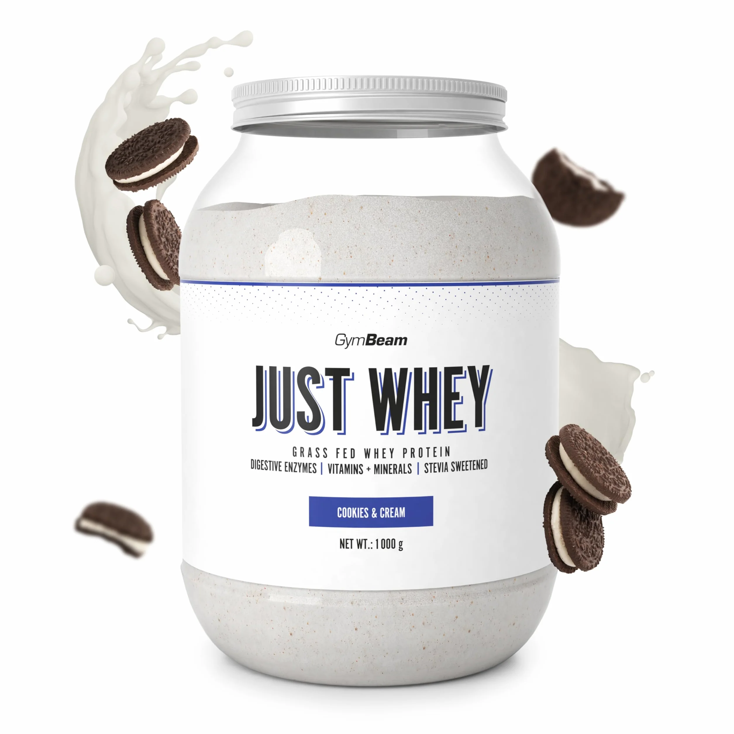 GymBeam Just Whey, Proteine in Polvere Multicomponente, 22,4g Proteine per Dose, 1000 g, Biscotti e Panna