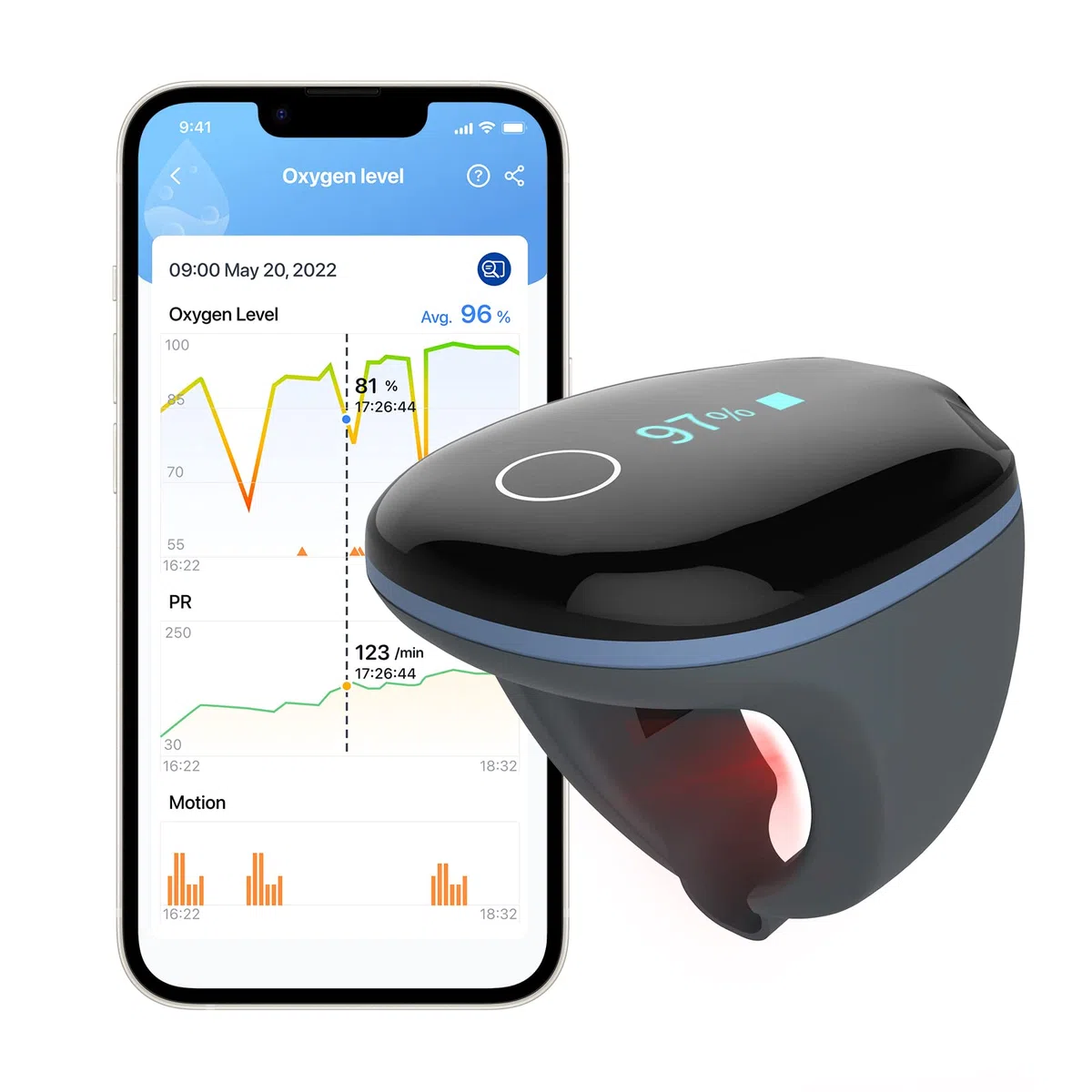 Saturimetro da Dito con Sveglia，Pulsossimetro da Dito con Bluetooth, Ossimetro da Dito Professionale, Monitoraggio Continuo di SpO2 e Frequenza Cardiaca, App Gratuita e Report su PC, Ricaricabile
