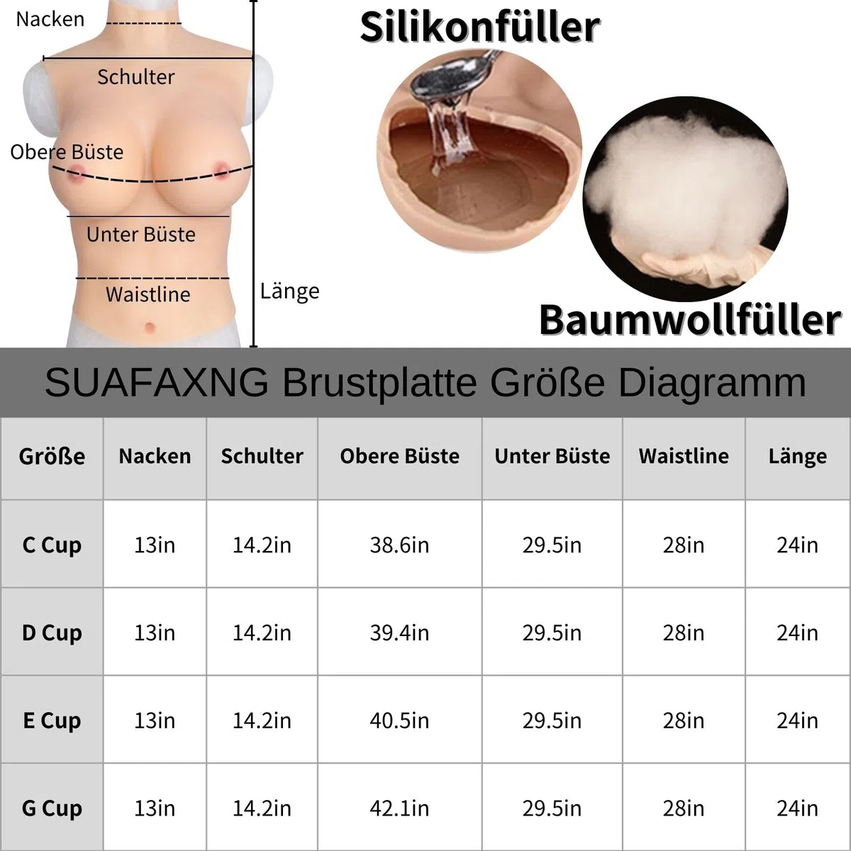 Silicone Breastplate Half Body Silicone Breast B-H Cup Fake Breast Forms for Crossdressers Transgender Drag Queen