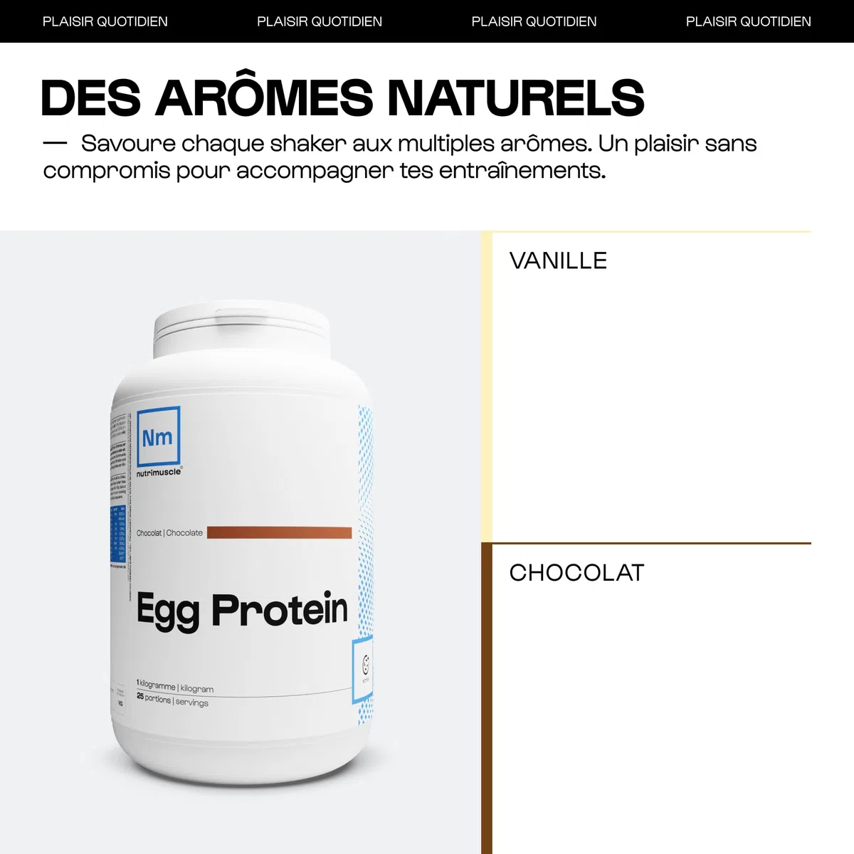 Nutrimuscle 100% proteine di uova pure | Pollo ruspante Francia - Shaker in polvere - 86% di proteine - Bodybuilding e fitness | Natura