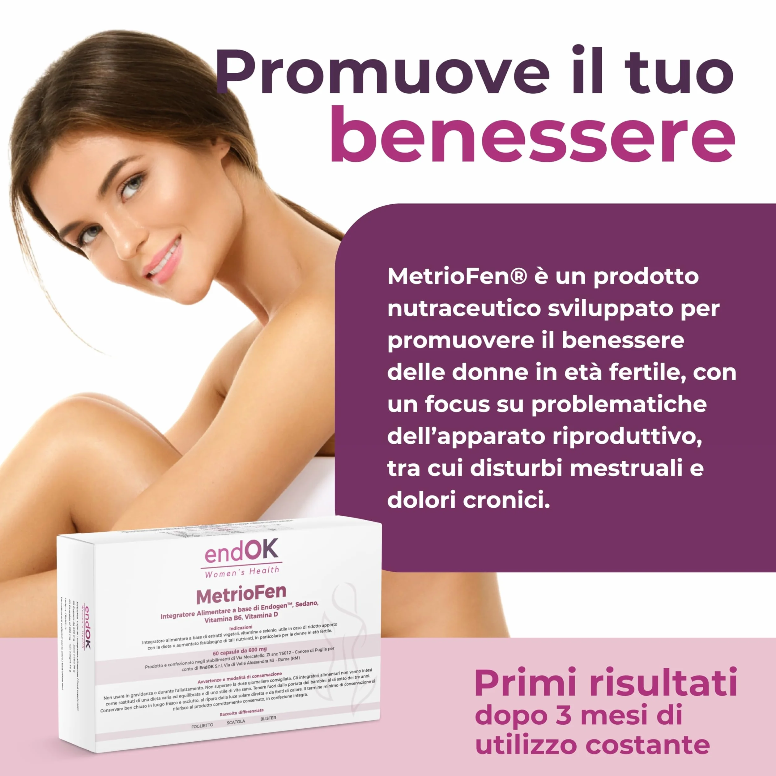 MetrioFen Integratore Equilibrio Ormonale Femminile con EndoGen Vitamina B6 D E Selenio Fertilità Ciclo Mestruale