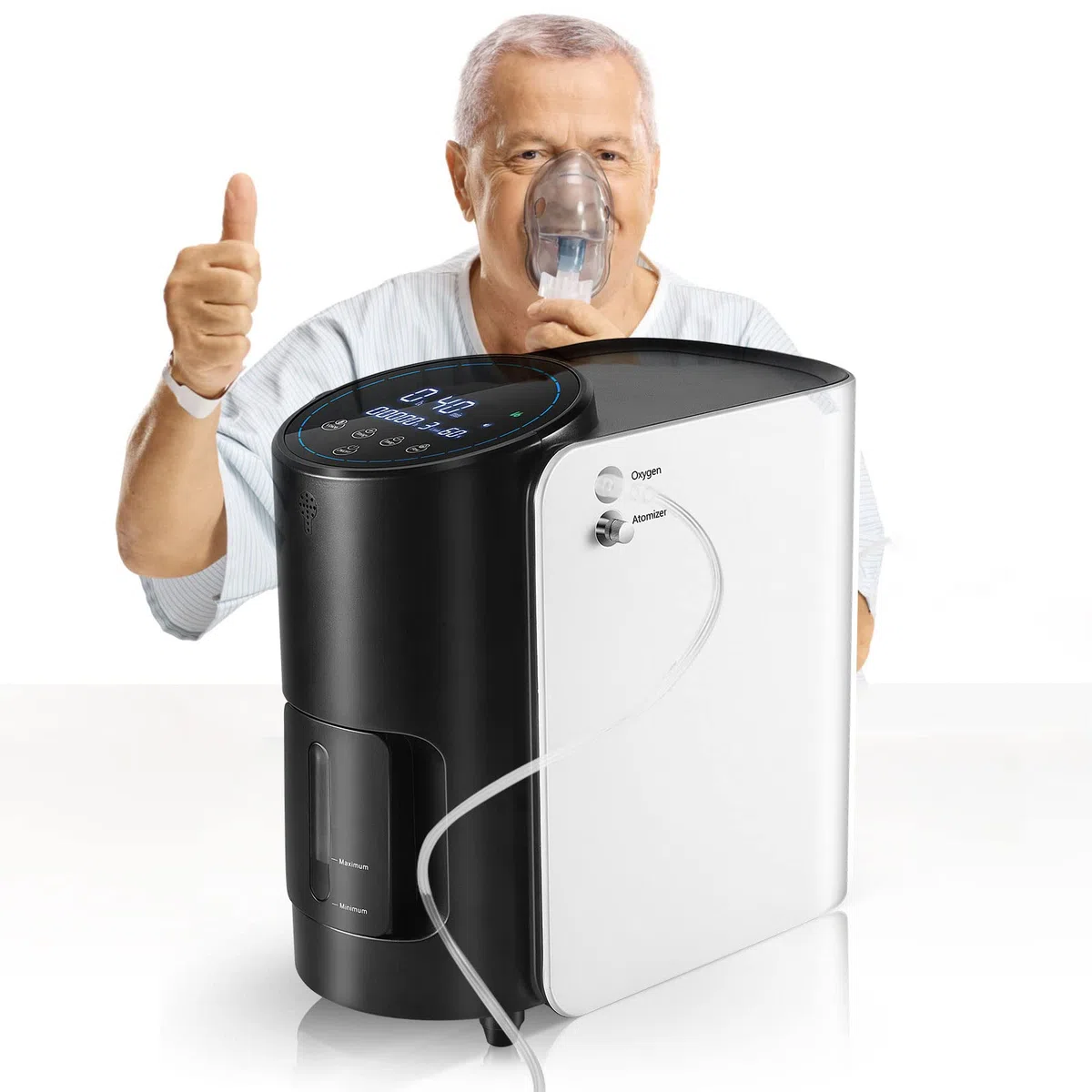 Concentratore di ossigeno portatile per la casa - 1-7 L/min regolabile, fino al 93% di purezza di ossigeno, silenzioso (42 dB) con telecomando
