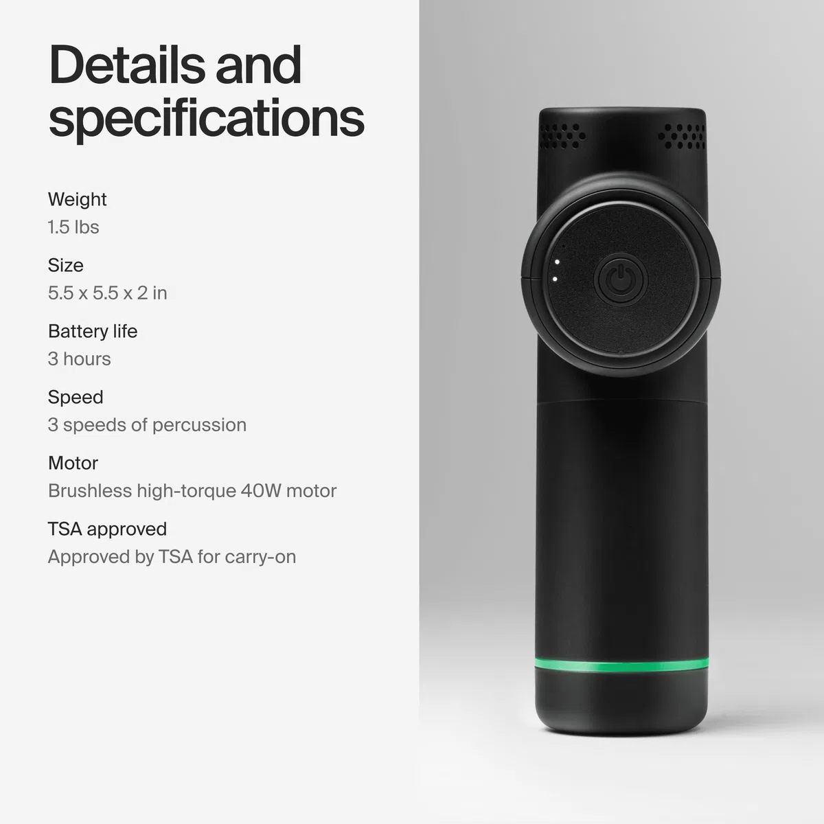 Hyperice Hypervolt Go 2 Nero - Dotato di tecnologia Quiet Glide - Pistola massaggiante a percussione portatile