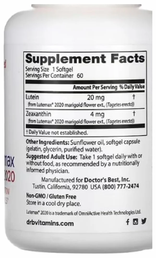Doctor's Best Luteina con Lutemax 2020 60 gel morbidi