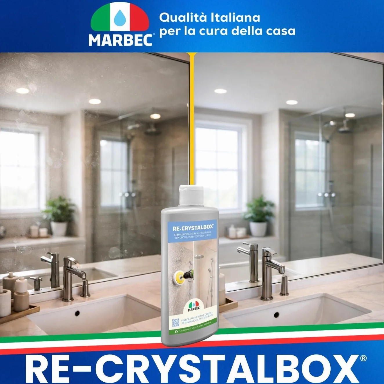 MARBEC RE-CRYSTALBOX 250GR Crema disincrostante lucidante vetri cristalli doccia