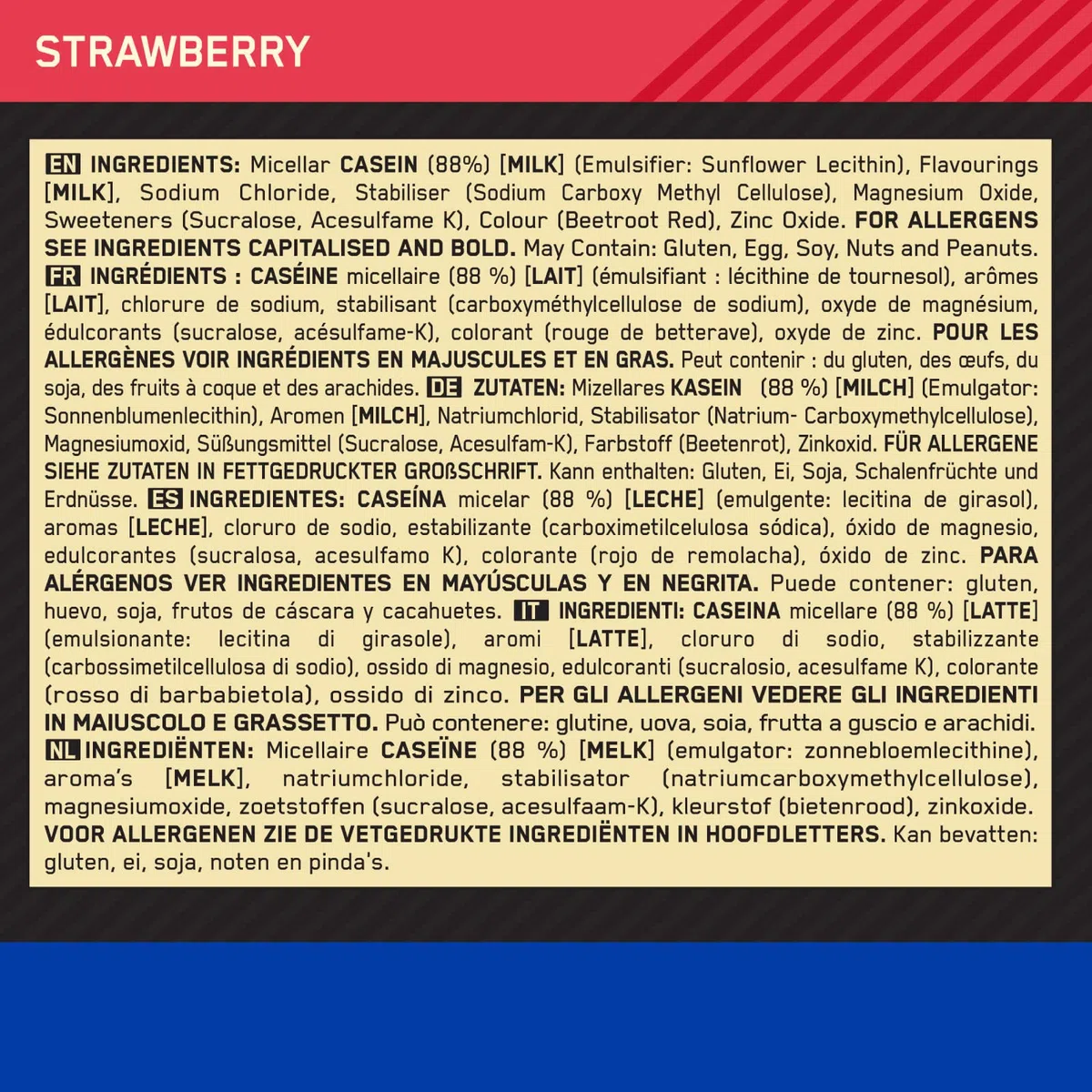 Optimum Nutrition Gold Standard 100% Casein Proteine di Caseina in Polvere a Rilascio Graduale Durante la Notte con Zinco e Magnesio Gusto Fragola 28 Porzioni 924g + Shaker