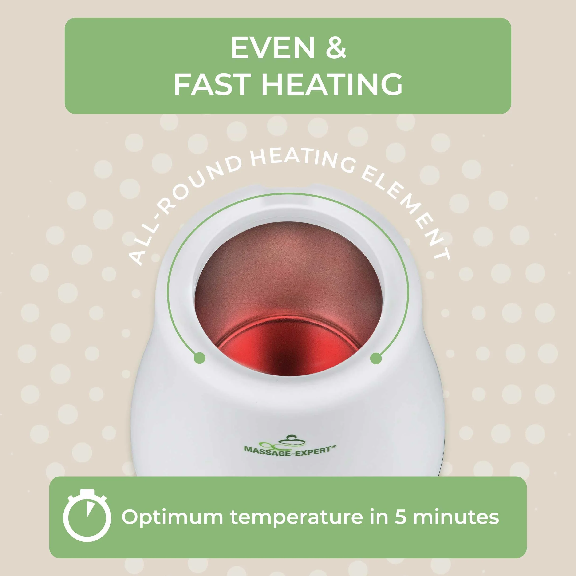 Riscaldatore olio da massaggio MASSAGE-EXPERT 5 minuti 0-100°C vetro
