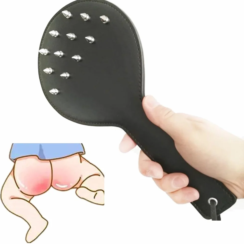 Pelle Rotonda Palla Forma Paddle Frusta con Rivetto