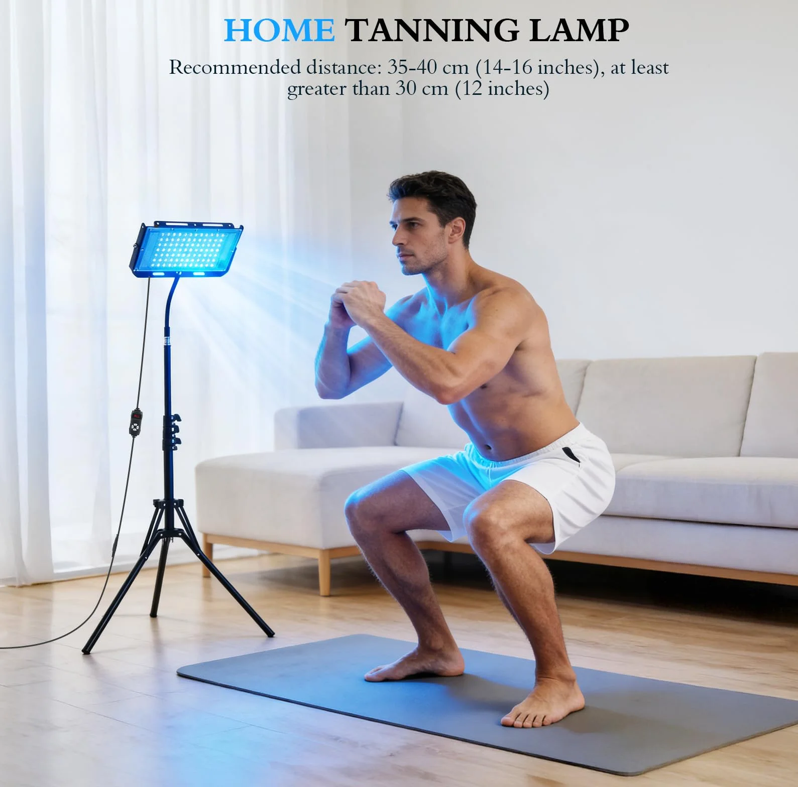 Lampada abbronzante 30W 3 modalità 5 livelli luminosità viso corpo timer regolazione altezza
