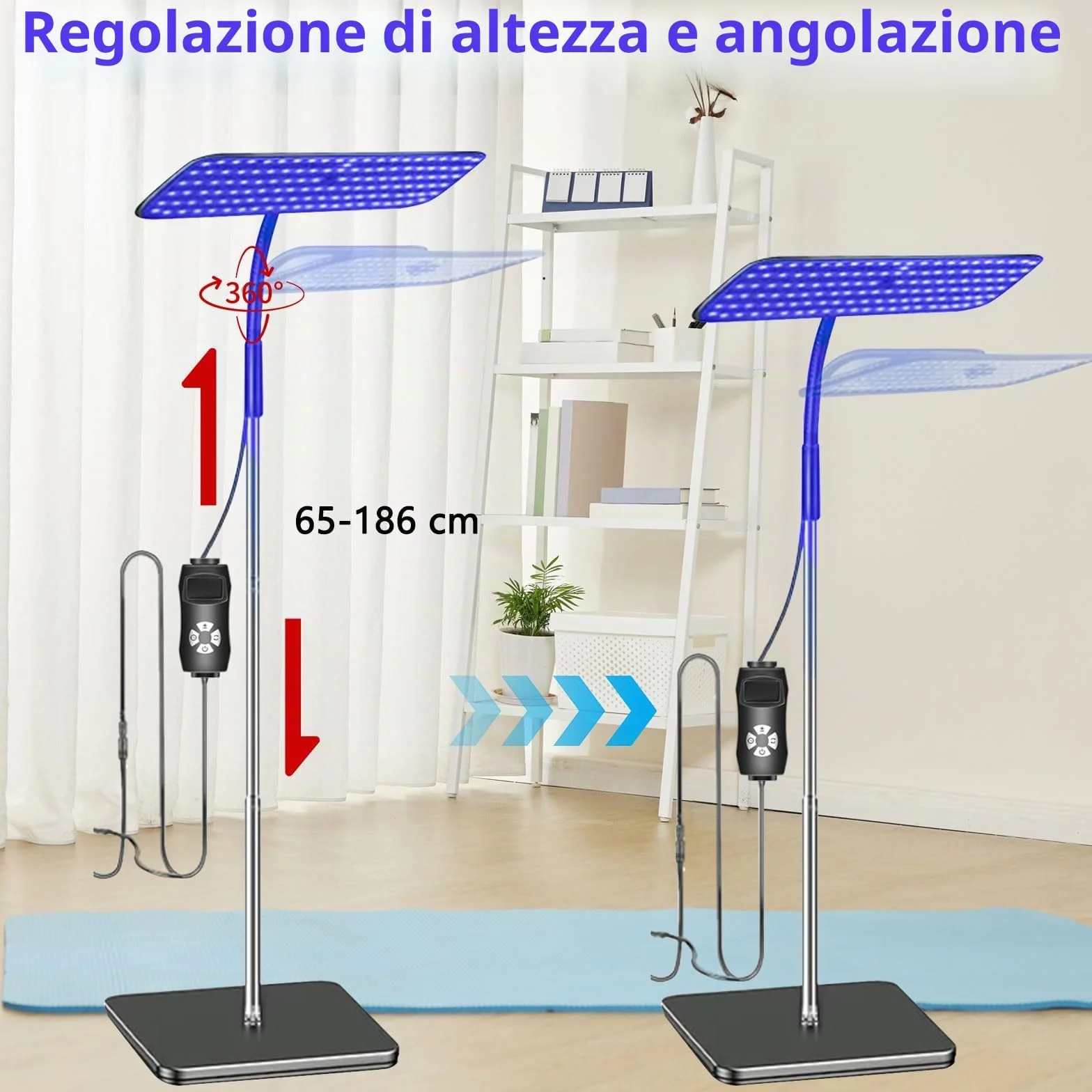 Solarium per Casa, Lampada Abbronzante 660nm 850nm 240 LED, Altezza e Angolo Regolabili, 5 Livelli Luminosità, 3 Modalità