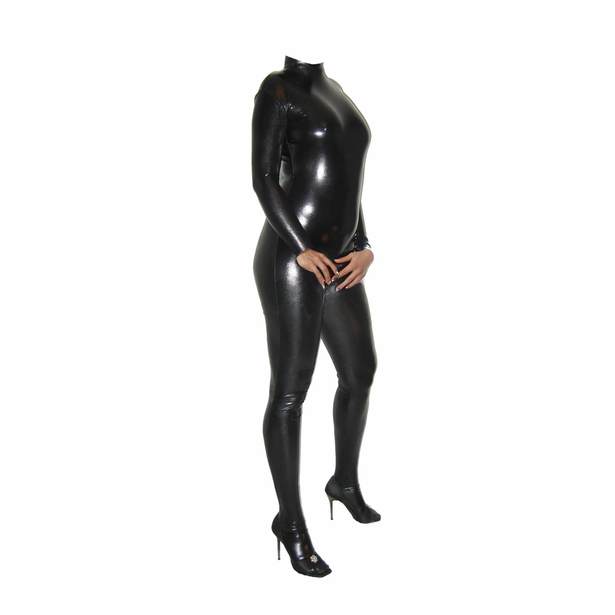 Rubberfashion Catsuit Wetlook Tuta Intera Lucida Aperta sul Davanti