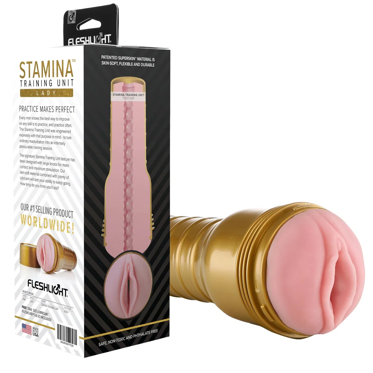 Fleshlight Pink Lady Stamina Training Unit - SuperSkin masturbatore, giocattolo del sesso estremamente realistico