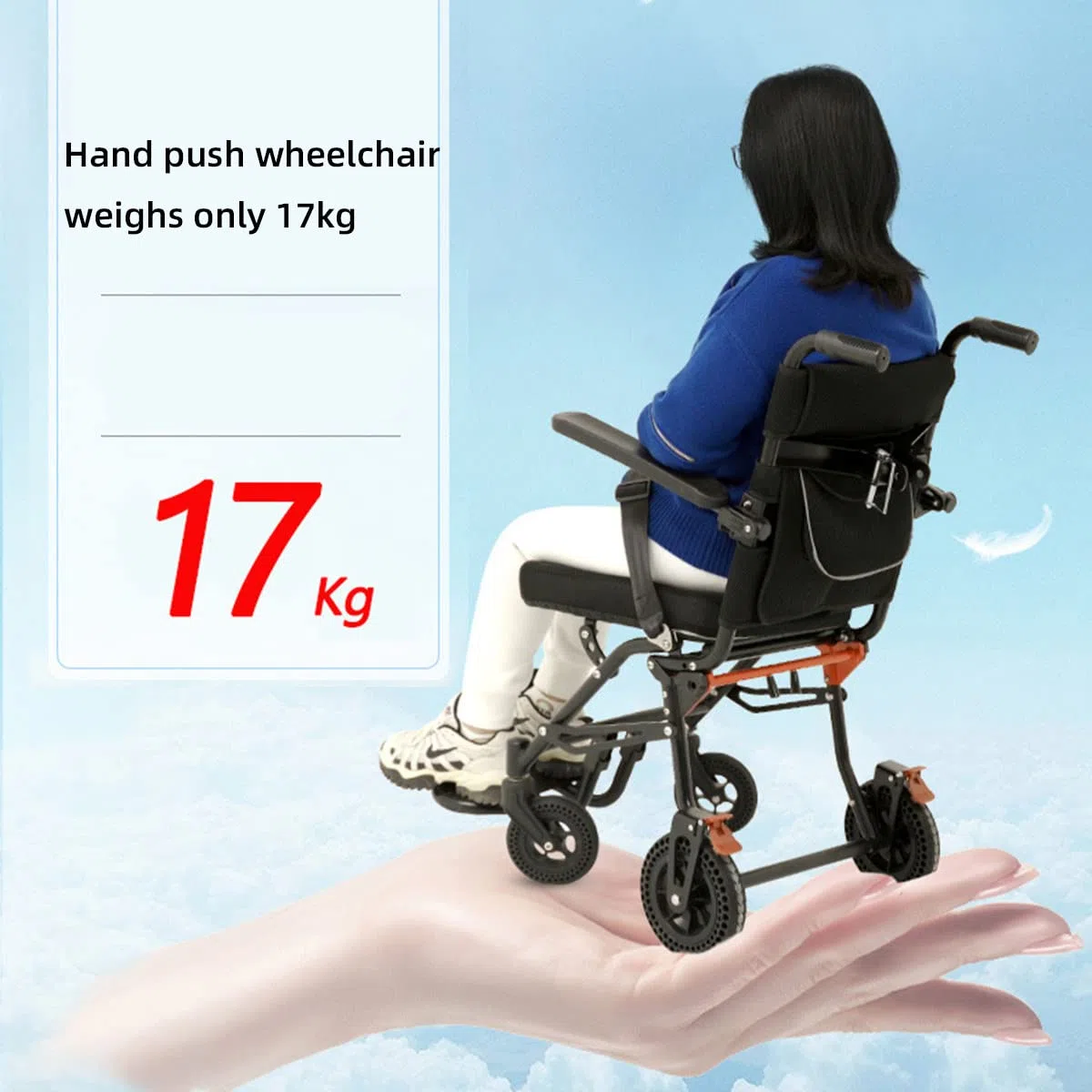 Combinazione di montascale Elettrico Pieghevole Leggero + Sedia a rotelle Manuale, 2 in 1, con poggiatesta, su e Giù per Le Scale, Display LCD Intelligente, carico 330 libbre