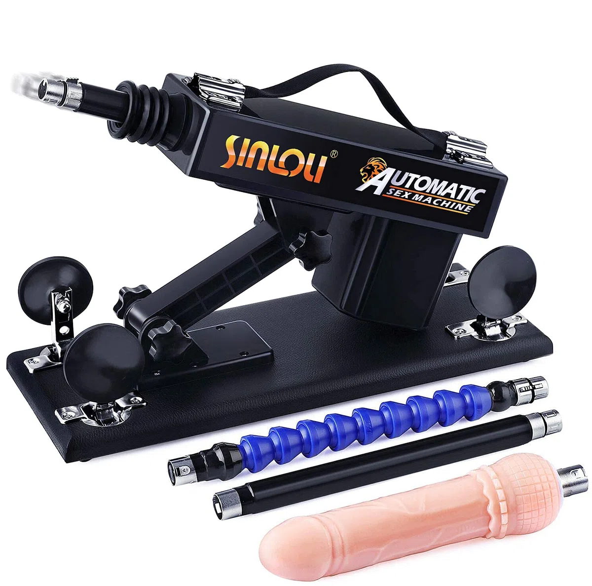 Macchina del sesso SINLOLI macchina dell'amore con connessione 3XLR, macchina per dildo con 2 attacchi per aste di prolunga e dildo realistico per uomo o donna