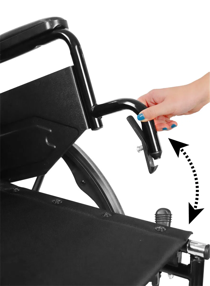 PEPE Mobility Sedia a Rotelle Autospinta Pieghevole e Leggera (Seduta 46 cm), Telaio in Acciaio Nero, Carrozzina per Disabili e Anziani Compatta e Robusta