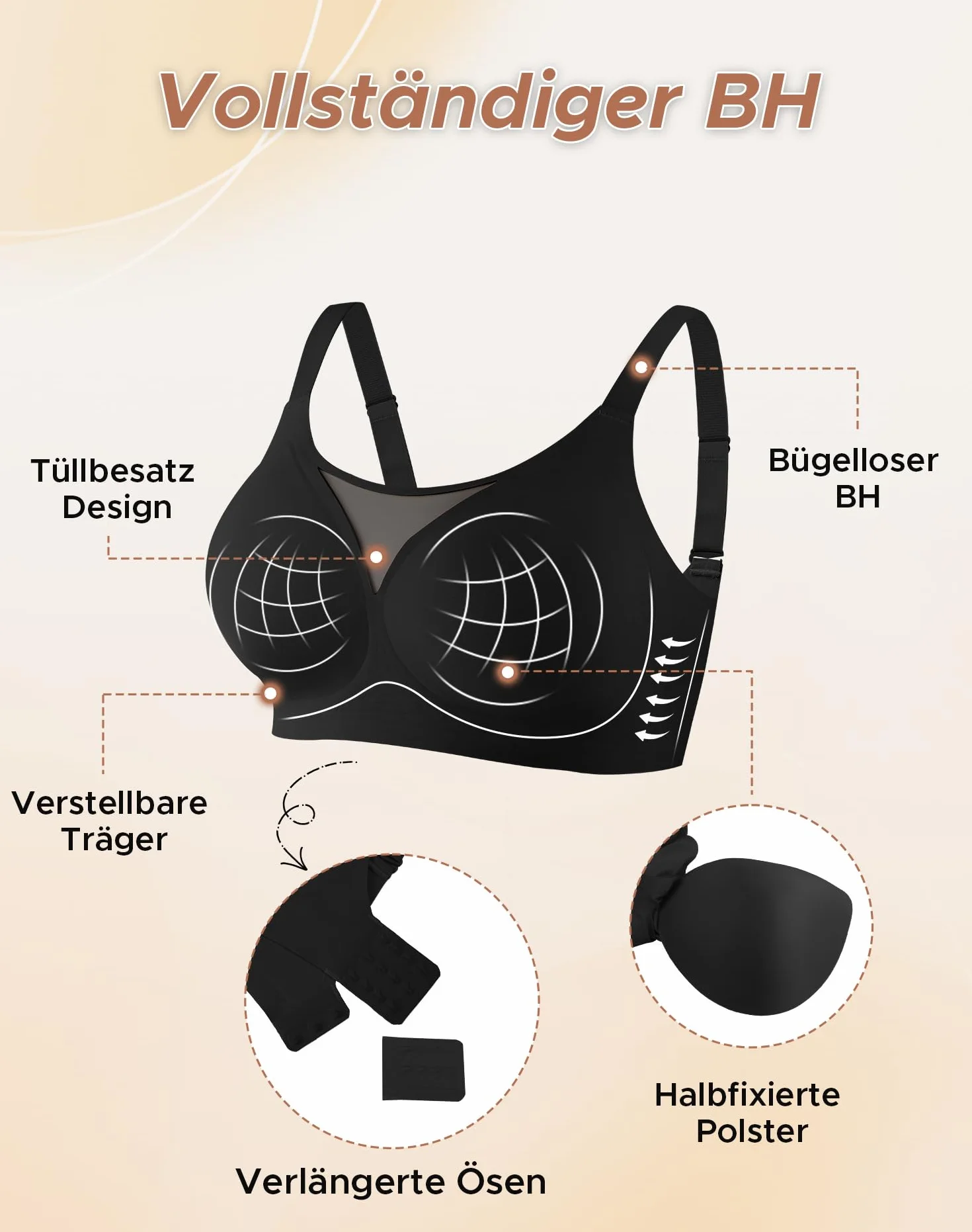 INNERSY Reggiseno senza cuciture senza ferretto taglie grandi minimizzatore donna coppe complete imbottite bralette