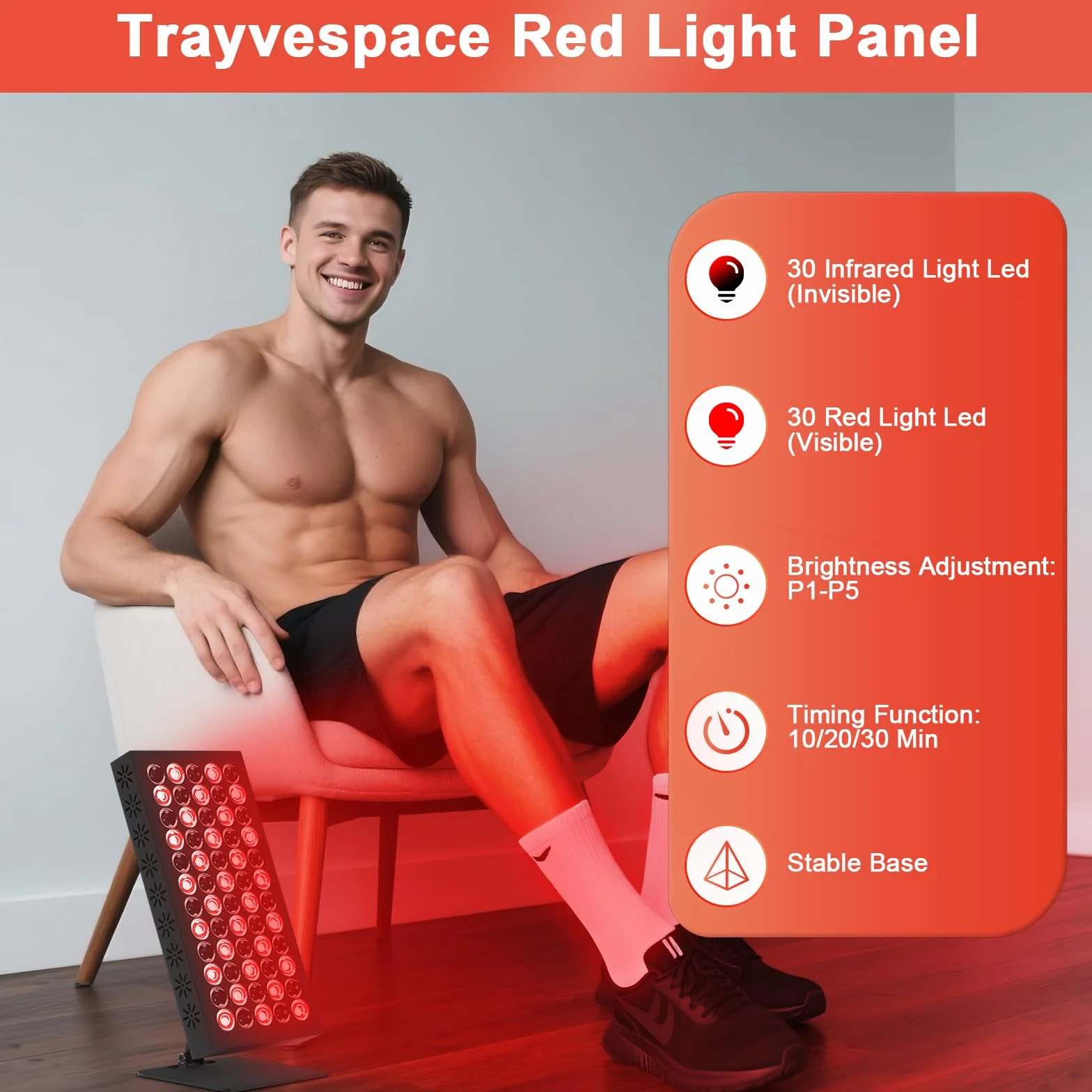 Lampada a luce rossa 50W con ventola di raffreddamento timer 10/20/30 min 5 luci rosse