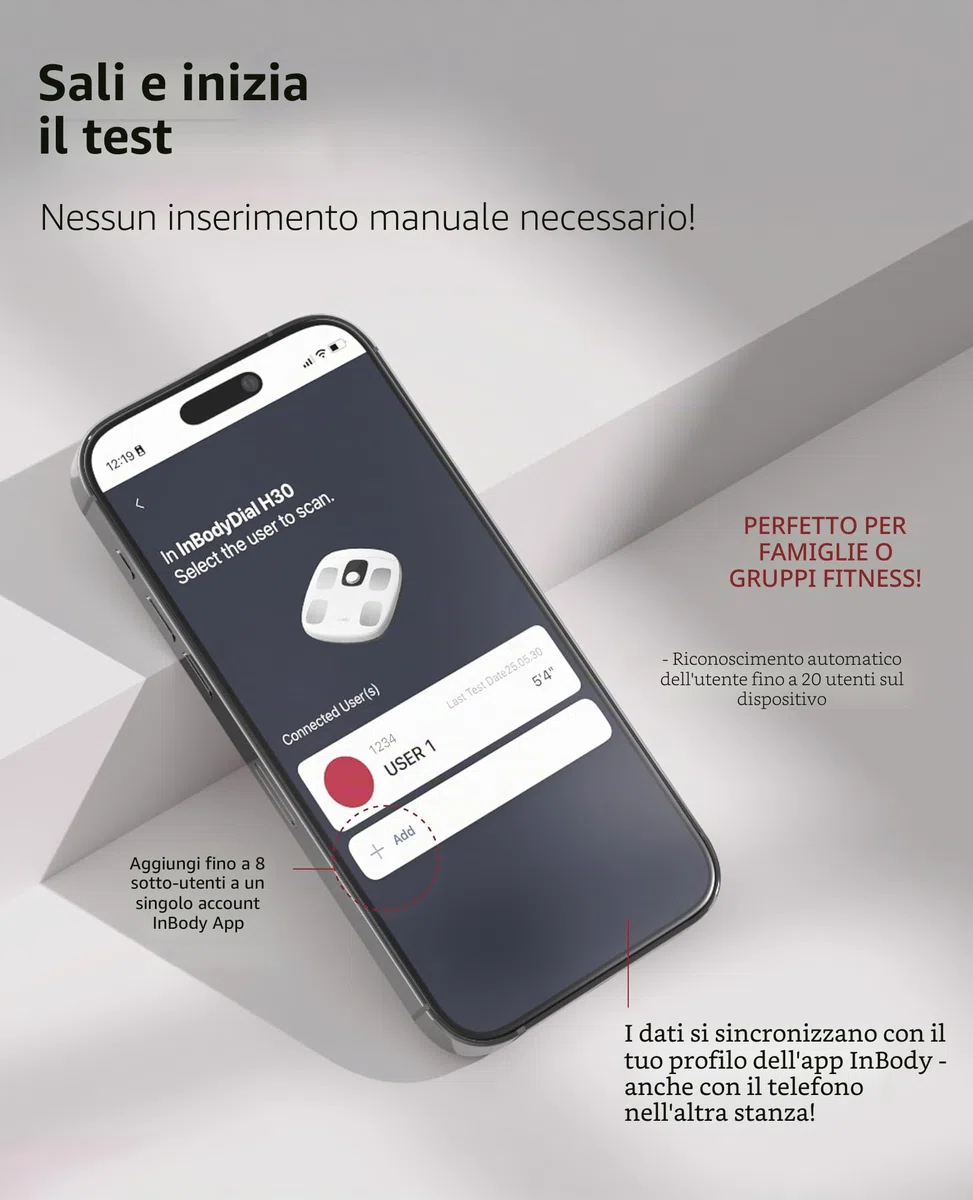 InBody Dial H30 - Bilancia intelligente con BMI, grasso corporeo, massa muscolare, con app, dispositivo di misurazione del grasso corporeo