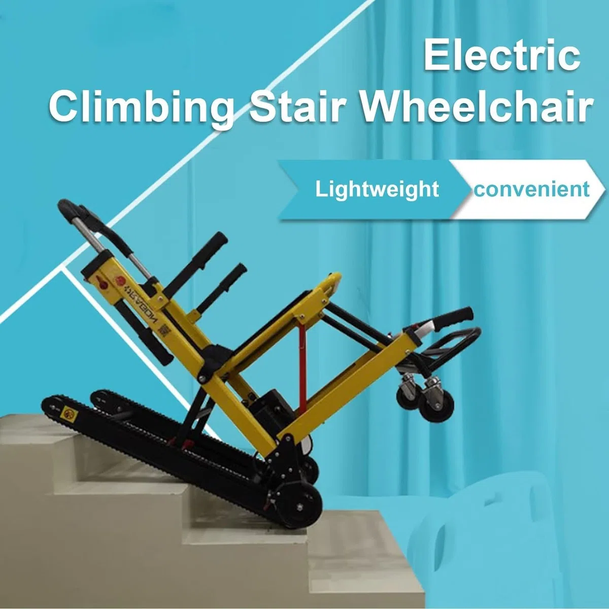 WOLWES Montascale Portatile,Carrello Elettrico per Sedia A Rotelle per Scale da Arrampicata,Montascale Elettrico,Sedia A Rotelle per Salire Le Scale,Lega di Alluminio Yellow