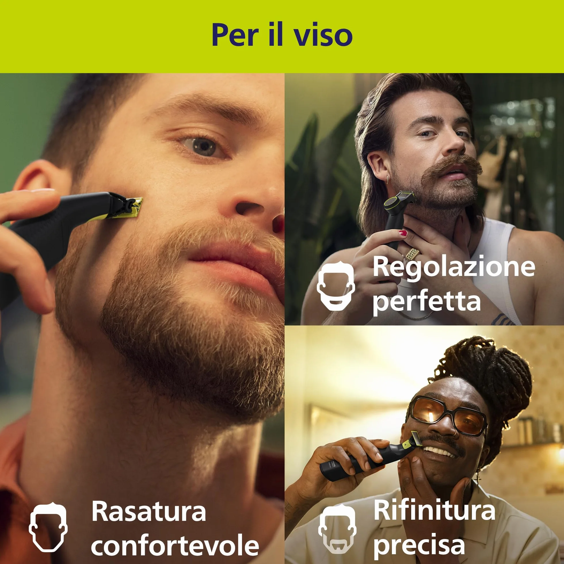Philips OneBlade Pro 360 QP6552/30 Regolabarba elettrico viso corpo 2 lame 360 pettine custodia