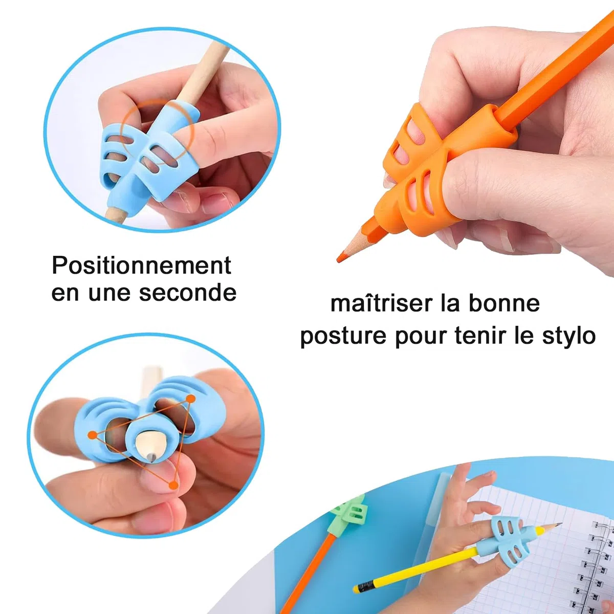 Voarge 6 Pezzi Guida Dita Scrivere Bambino, Guida Dito in Silicone, Matita Grip per Bambini Ergonomico Aiuto Scrittura Per Bambini Adulti Esigenze Studenti